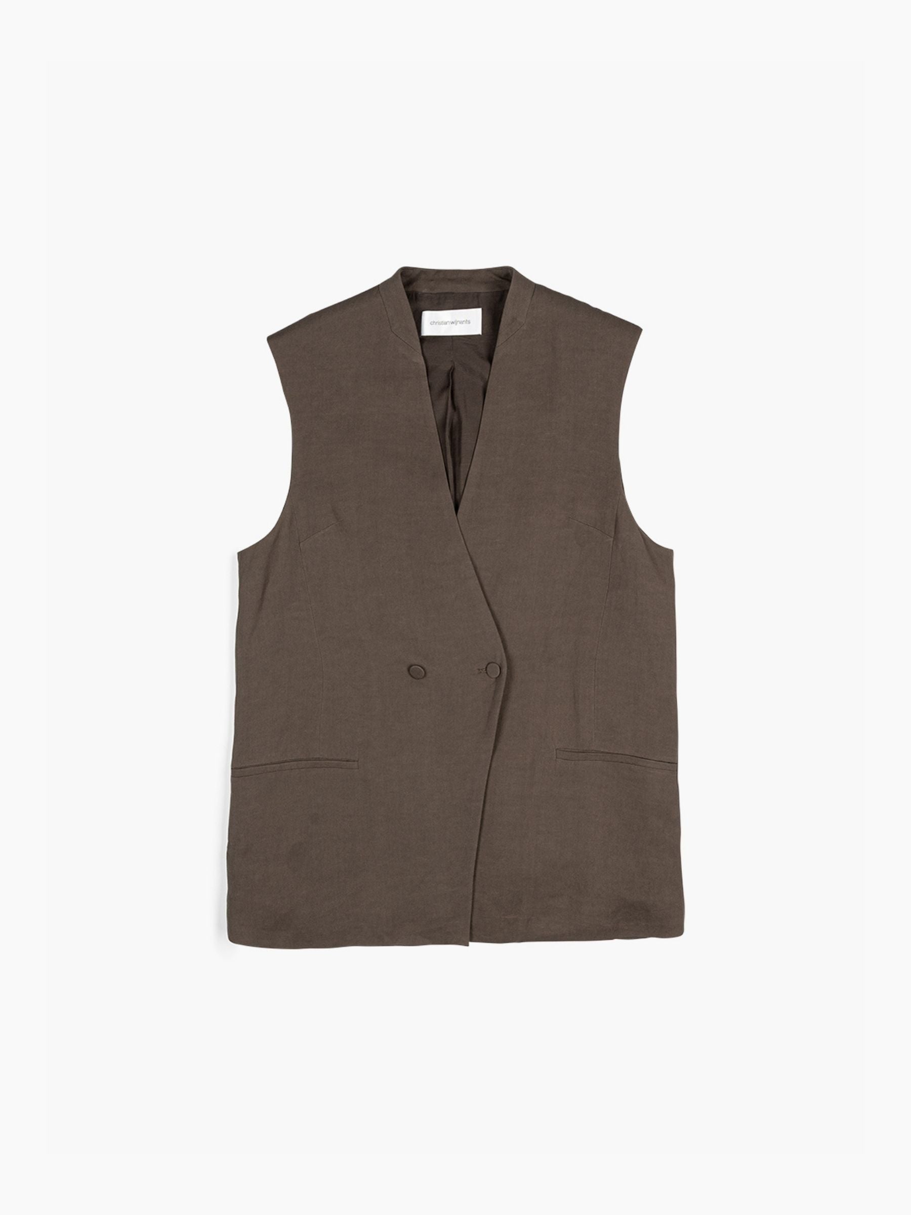 Christian Wijnants Judrio Sleeveless Fluent Blazer Chestnut