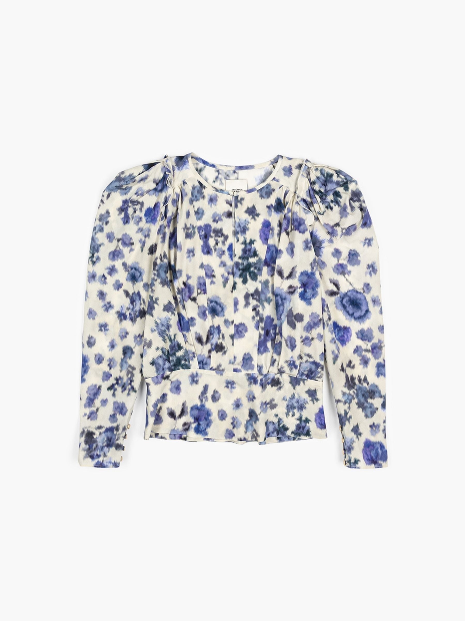 Isabel Marant Zarga Blouse Roses Stretch Blue