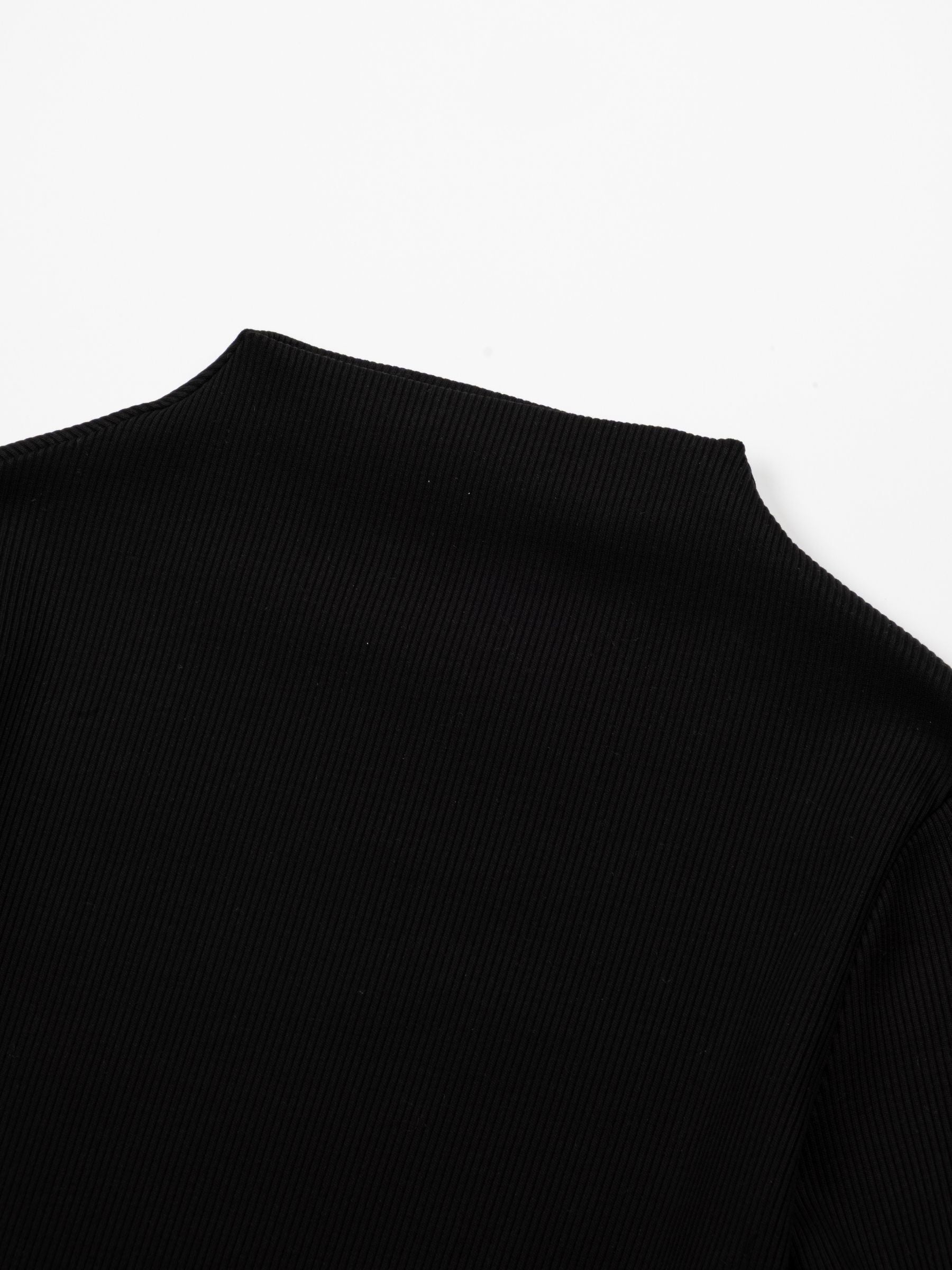 Marques Almeida Brocade Rib Jersey Puff Sleeve Top Black