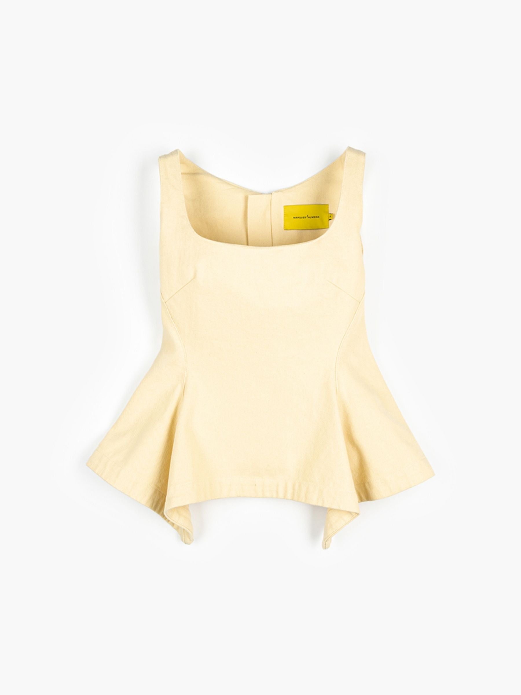 Marques Almeida Drill Peplum Strap Corset Top Yellow