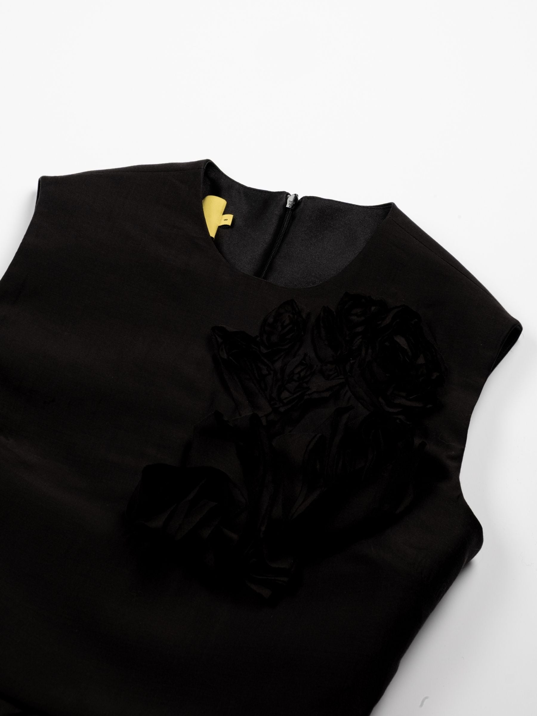 Marques Almeida Heavy Satin Flower Embellished Top Black