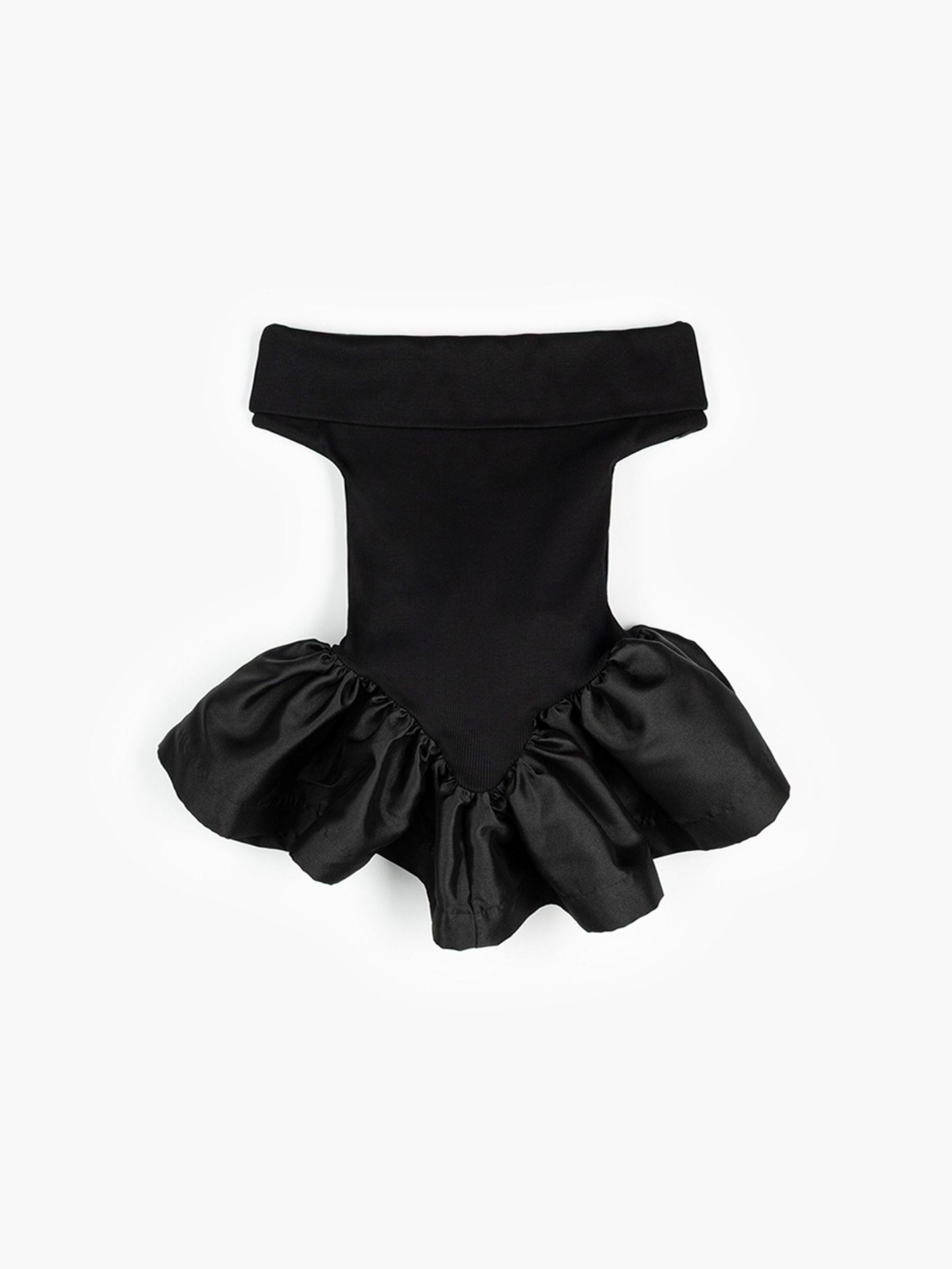 Marques Almeida Heavy Satin Off Shoulder Top Peplum Black