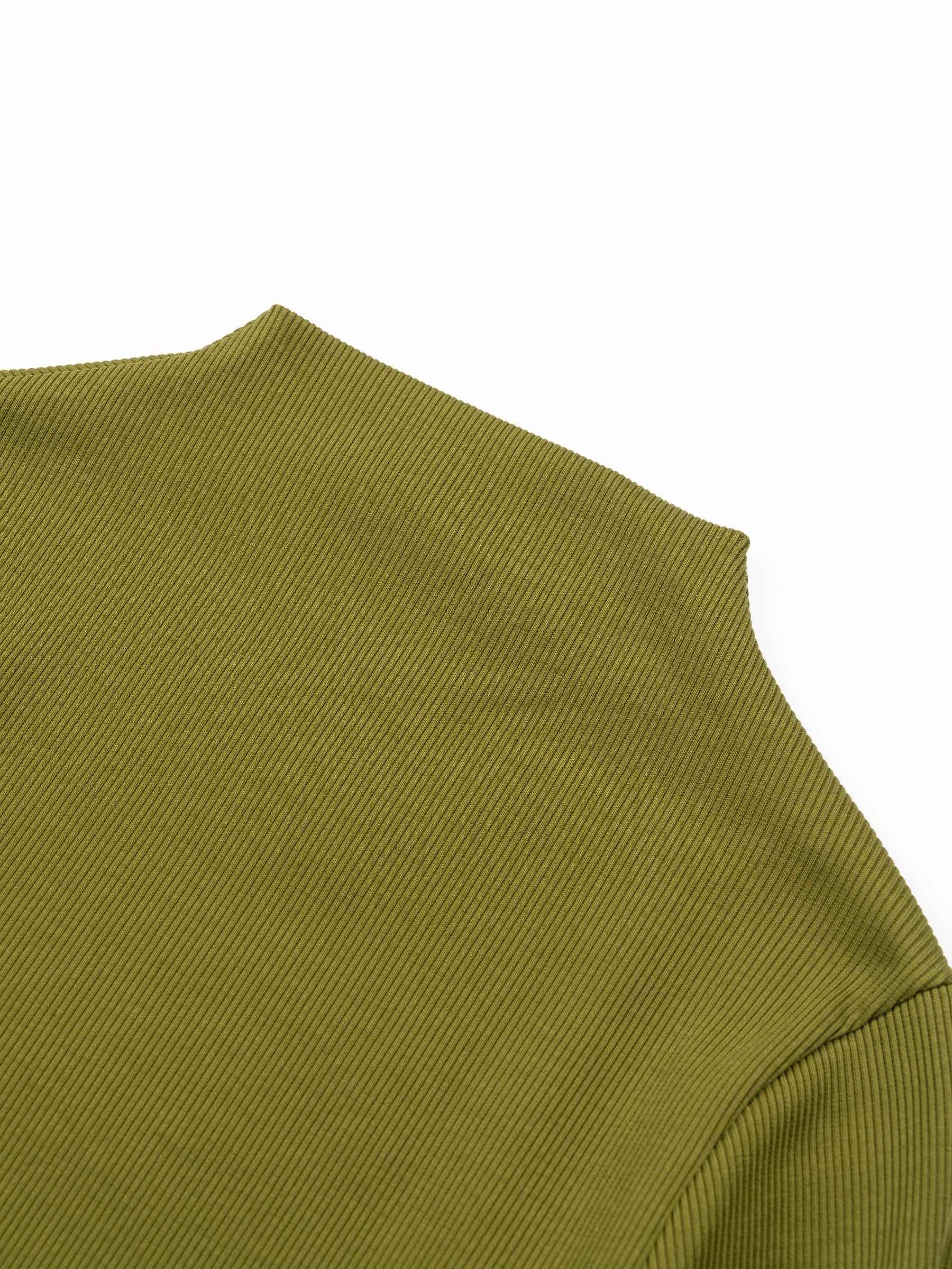 Marques Almeida Heavy Satin Rib Jersey Puff Sleeve Top Khaki