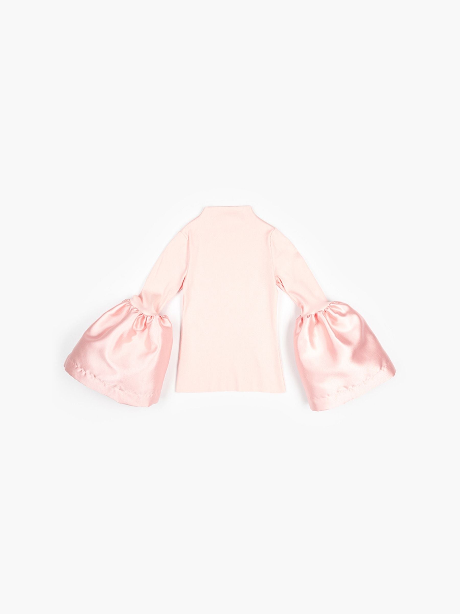 Marques Almeida Heavy Satin Rib Jersey Puff Sleeve Top Pink