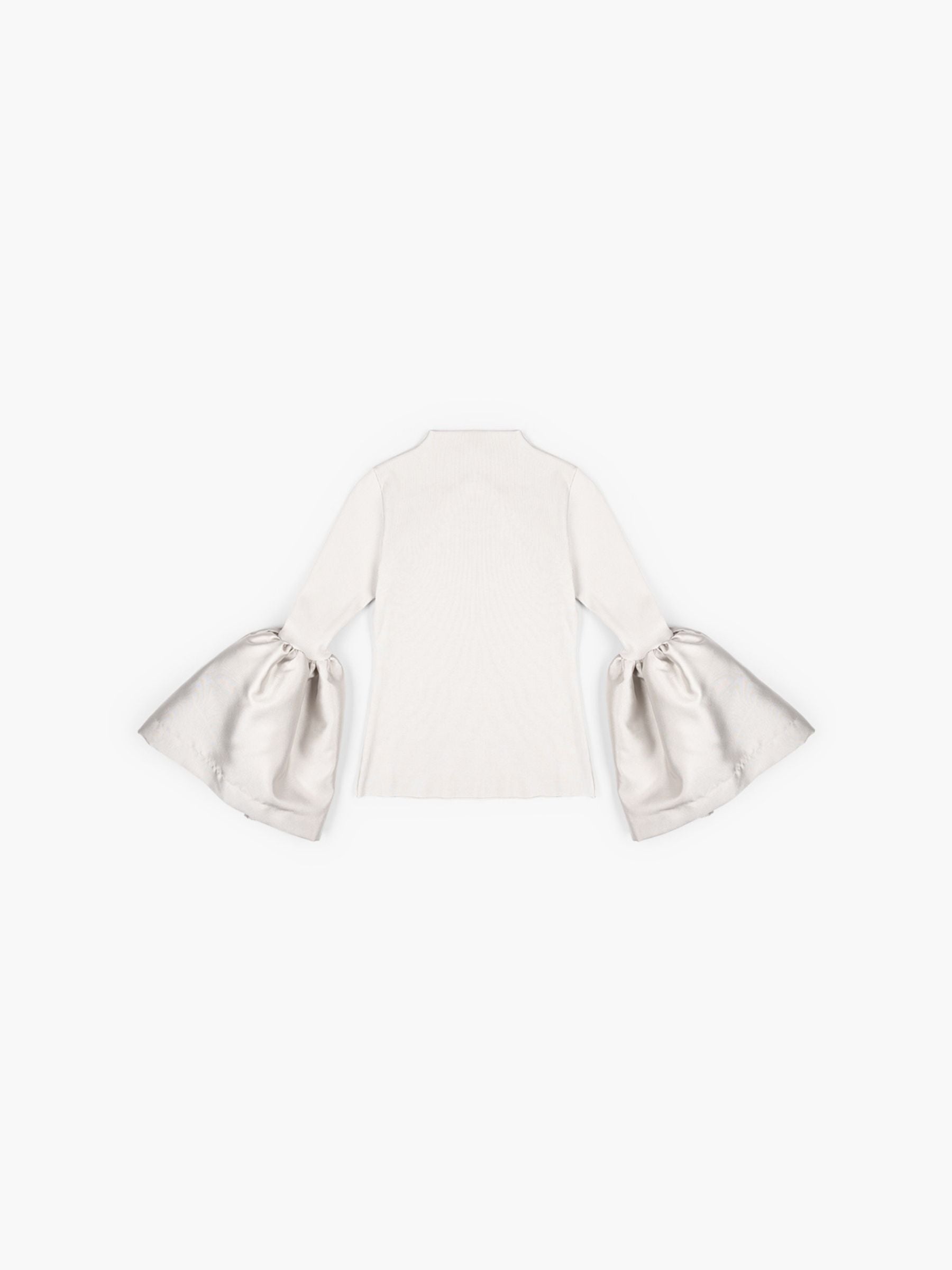 Marques Almeida Heavy Satin Rib Jersey Puff Sleeve Top Silver