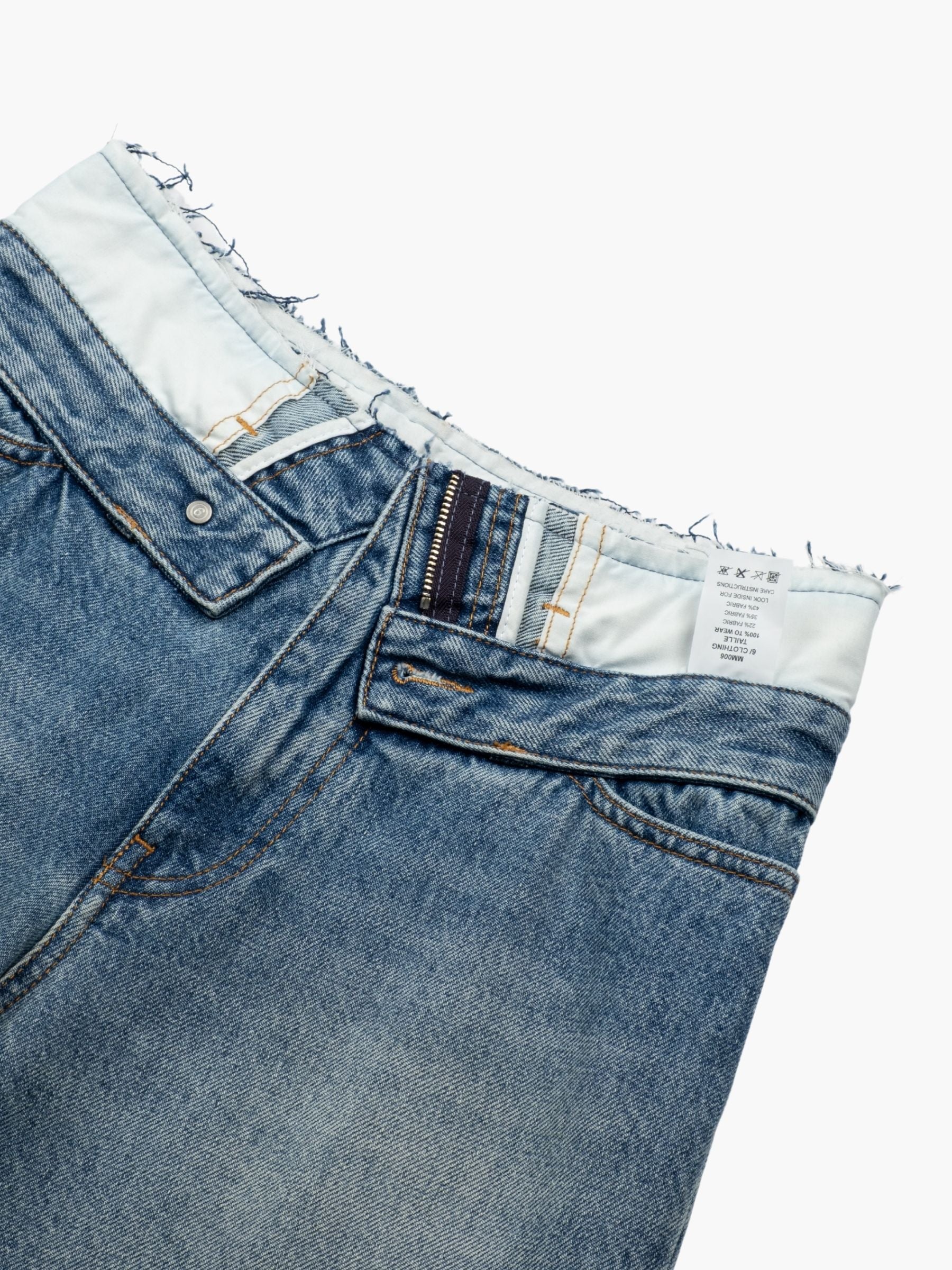 MM6 Maison Margiela Folded Over Waist Denim Pants blue