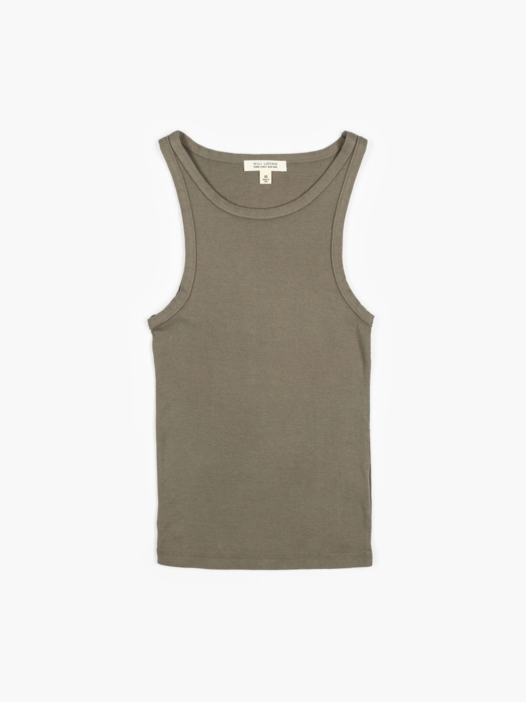 Nili Lotan Jennifer Rib Tank Army Grey