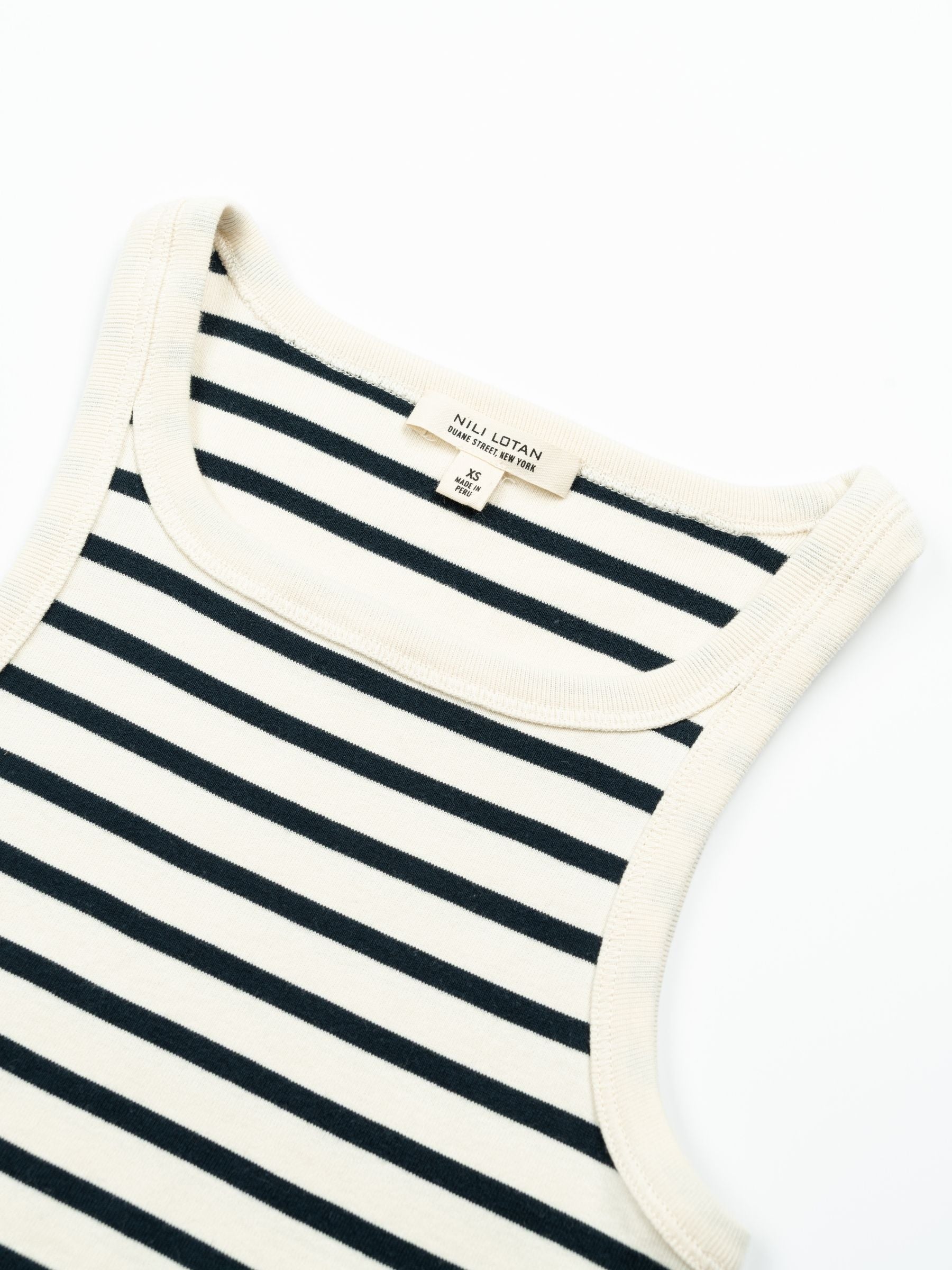 Nili Lotan Jennifer Rib Tank Ecru Black Stripe