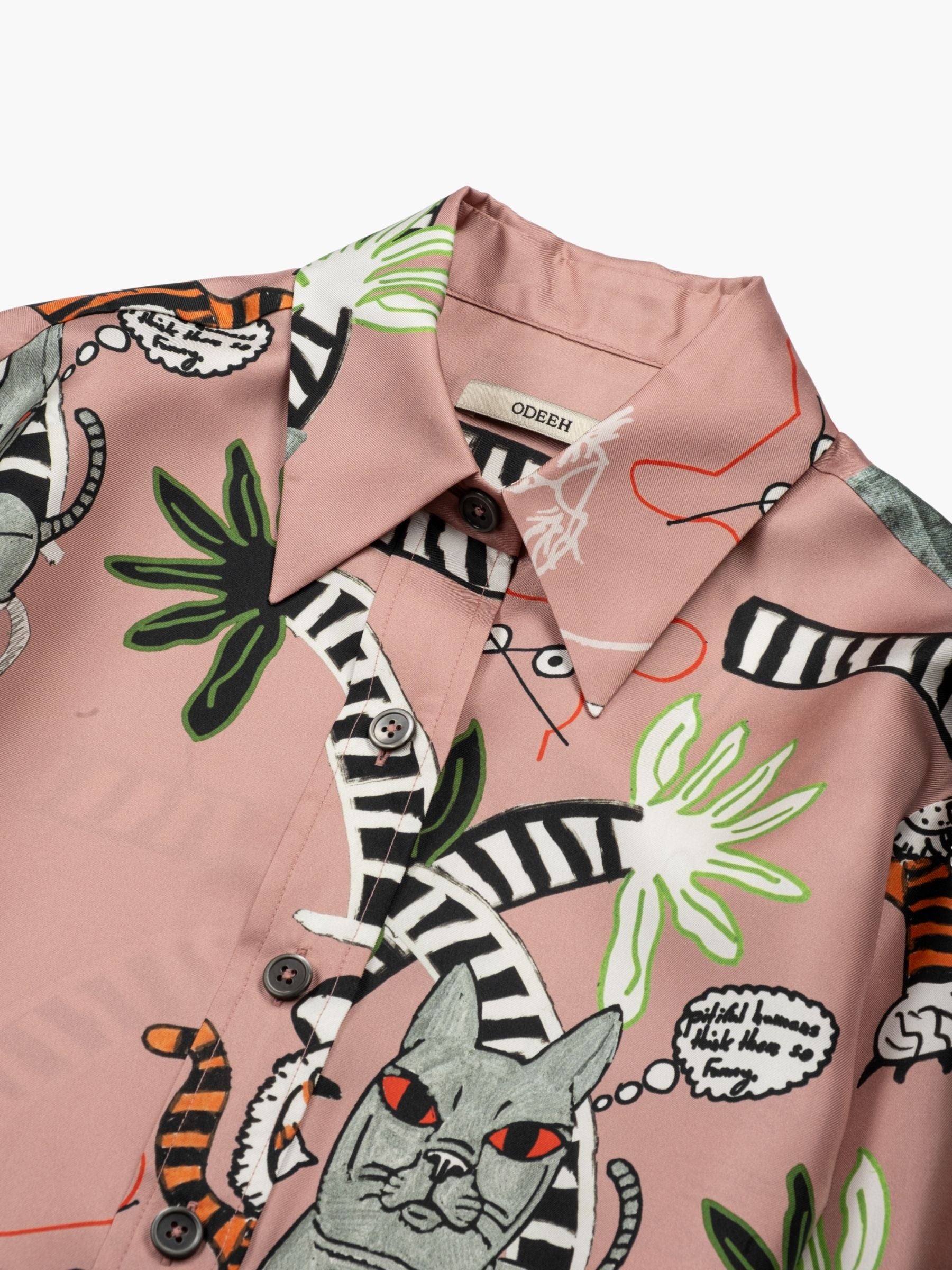 Odeeh Cats Tigers Silk Blouse Blush