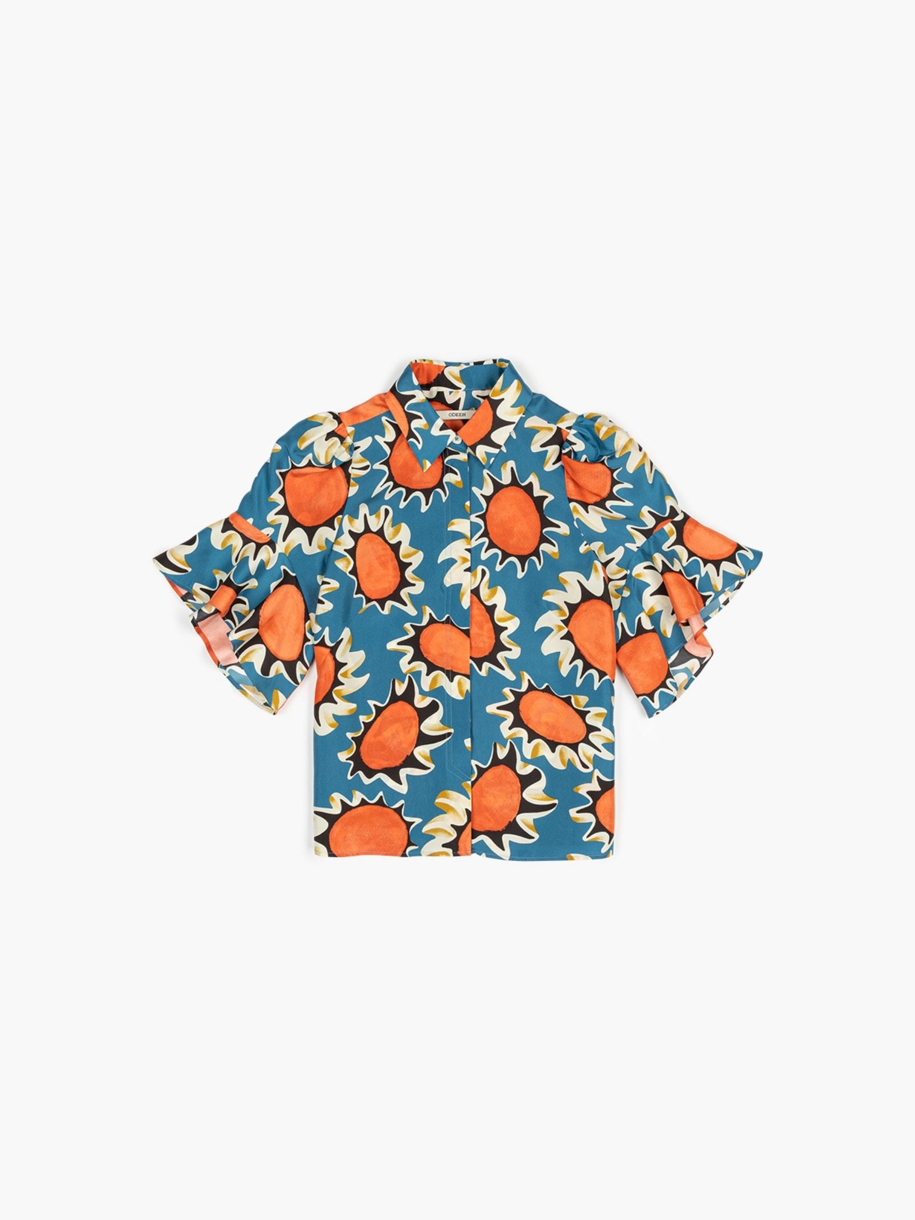 Odeeh Pop Flowers Blouse Ocean