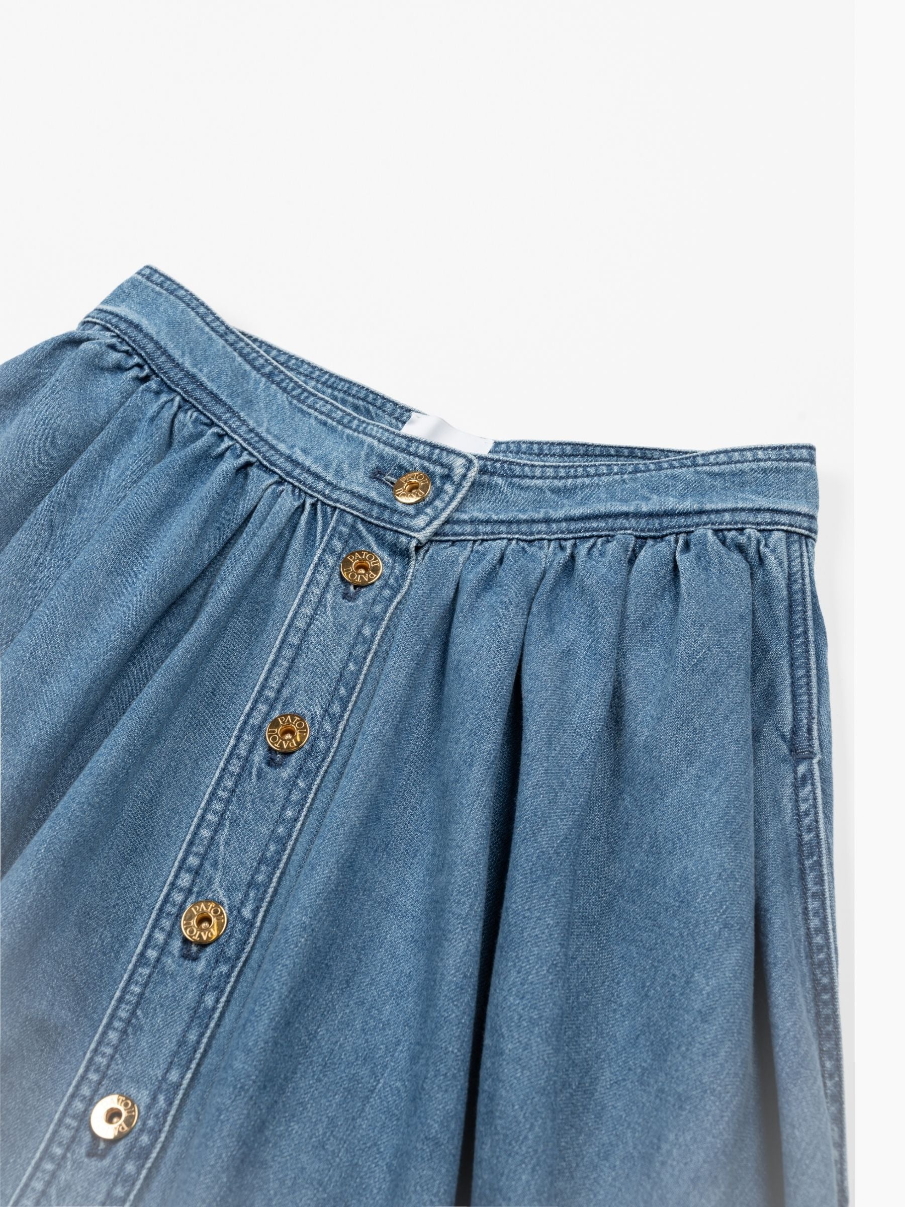 Patou Buttoned Maxi Skirt Heritage Blue Wash