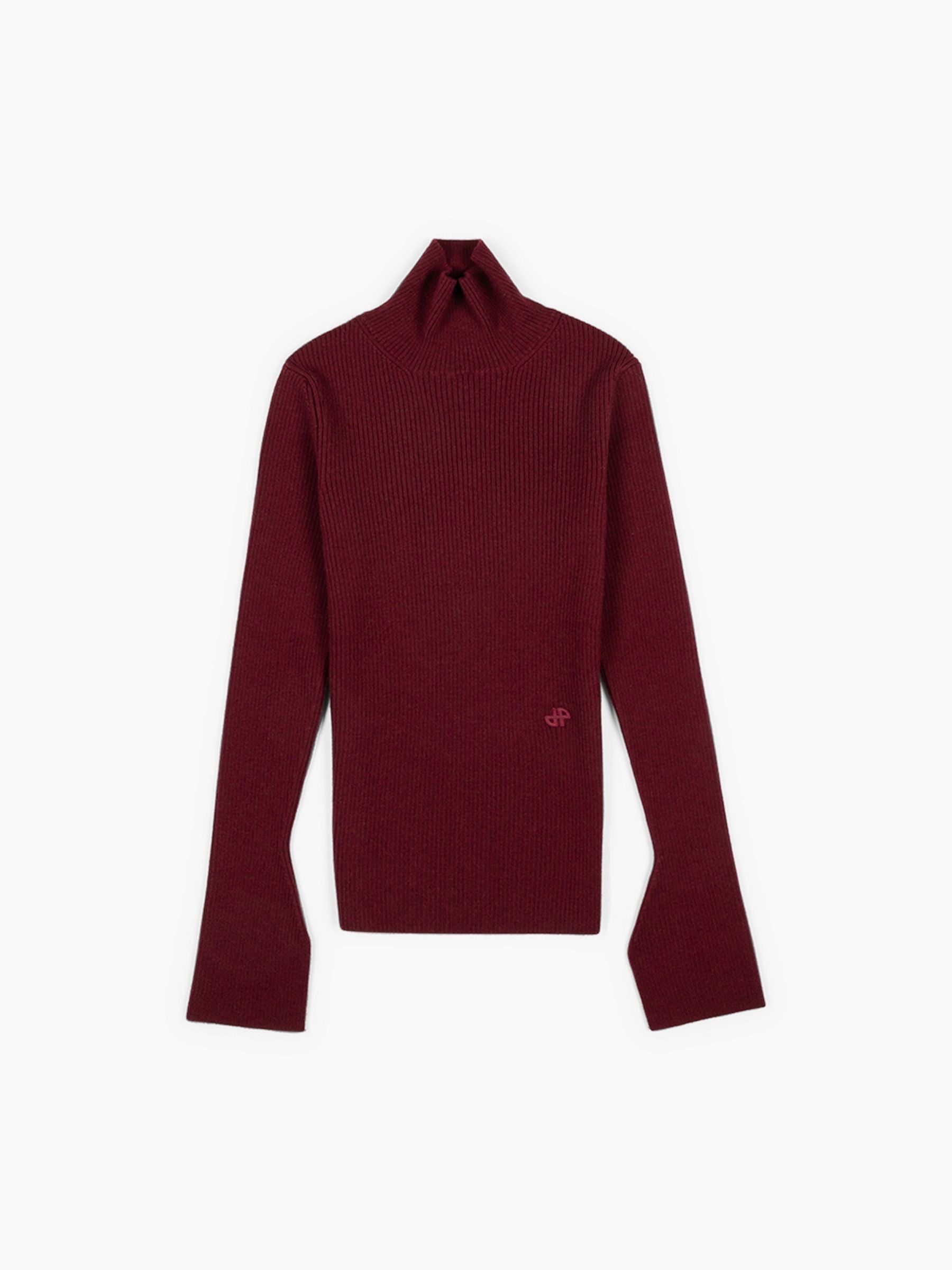 Patou Rib Turtle Neck Jumper Syrah
