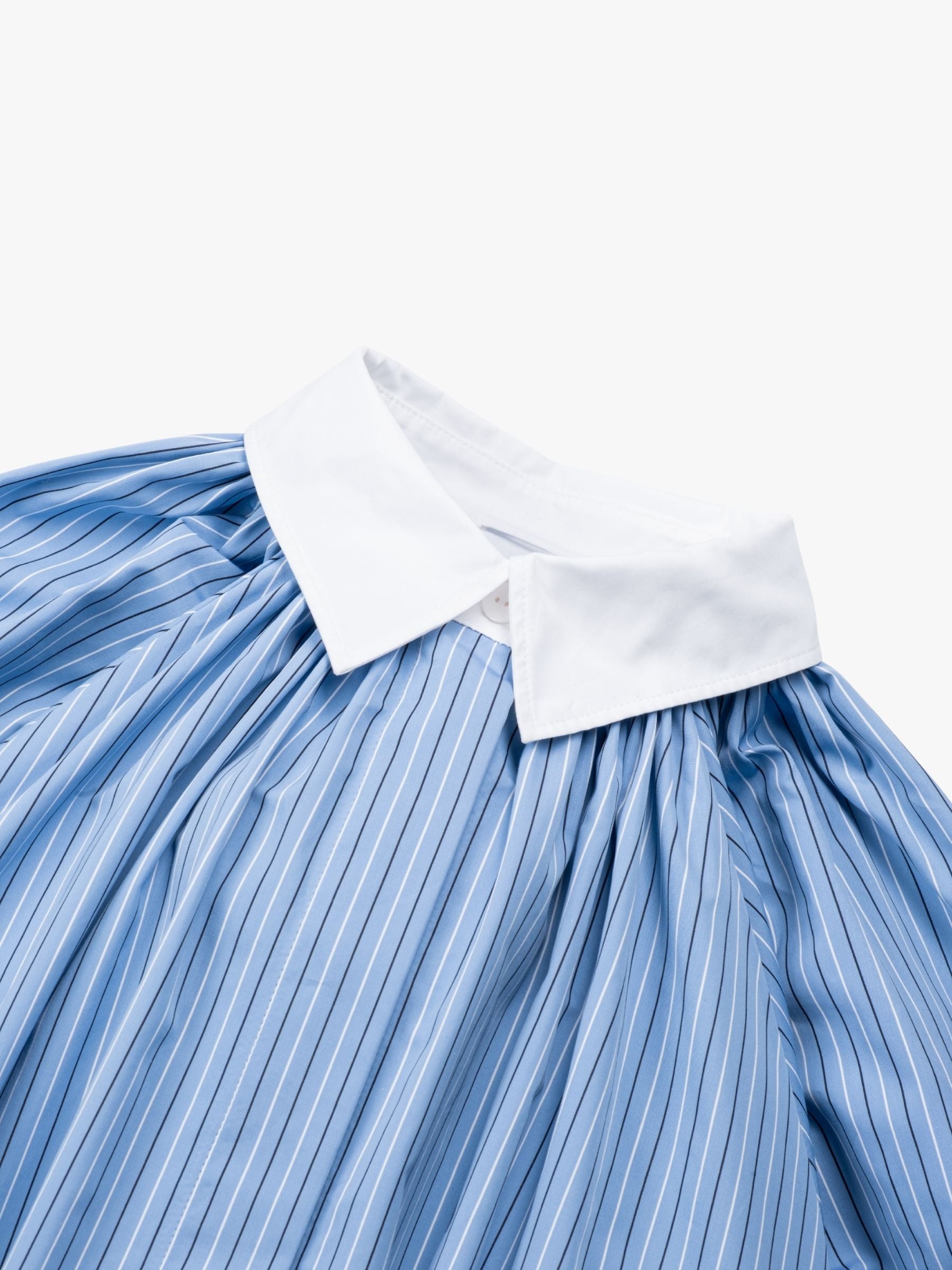 Patou Volume Collar Blouse Ice Blue Stripes