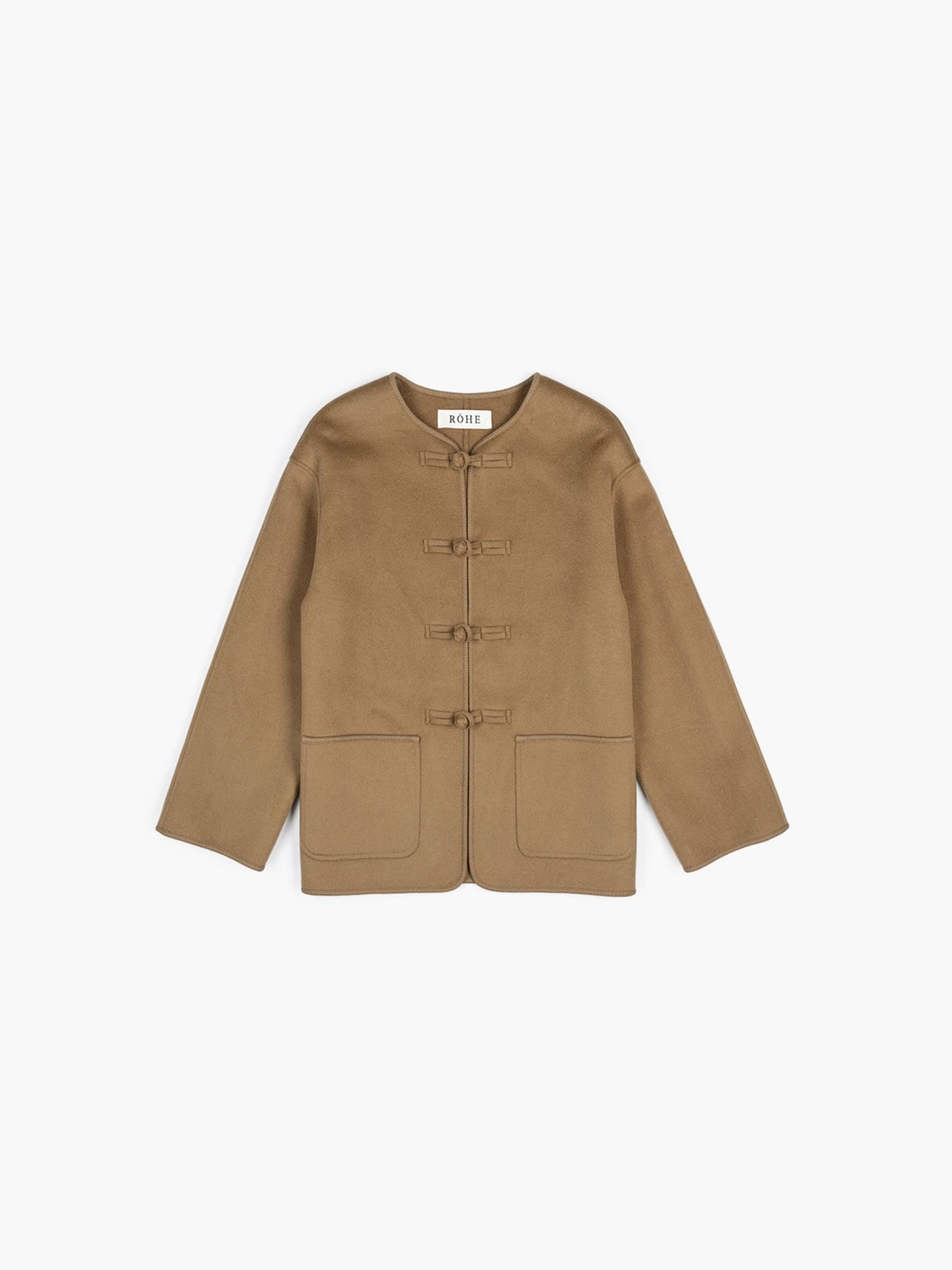 Rohe Mandarin Double-faced Wool Jacket Camel