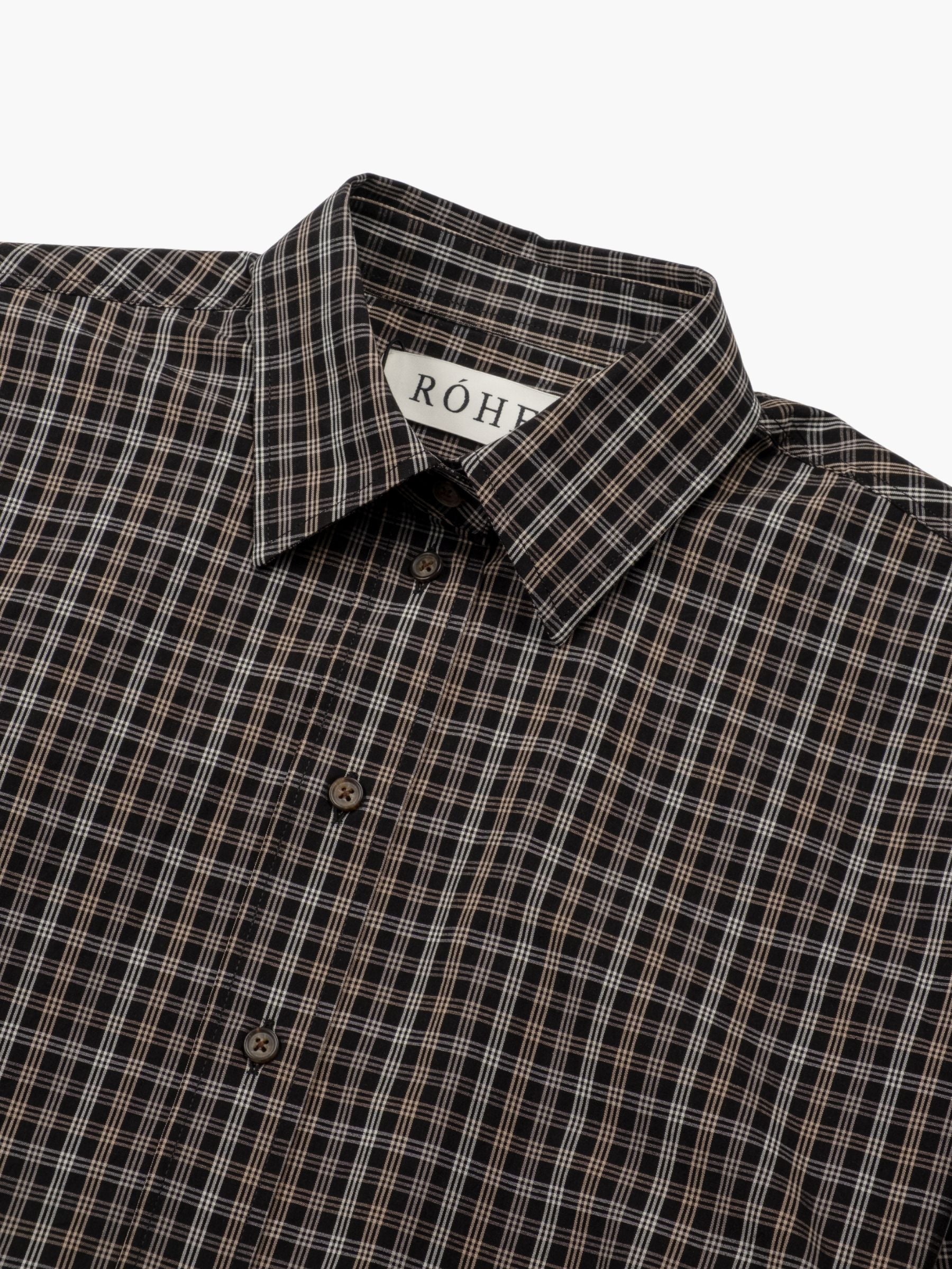 Rohe Shaped Check Shirt Black Brown Check