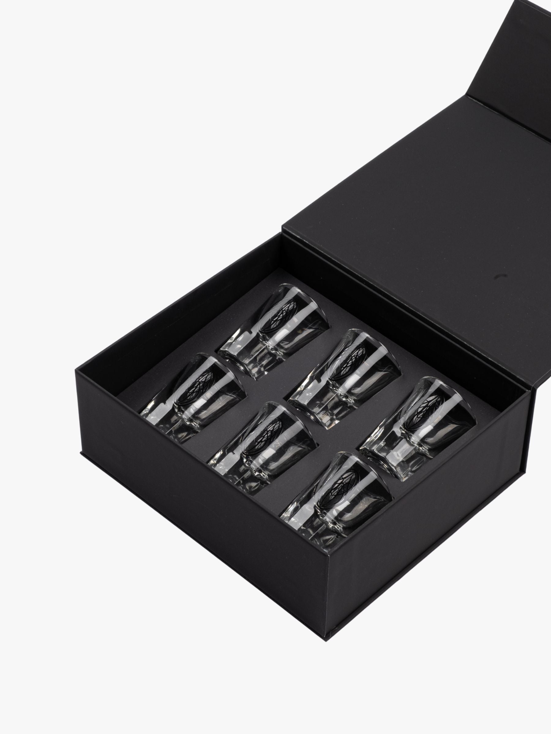 Roomers Box of 6 Shot Glasses Black