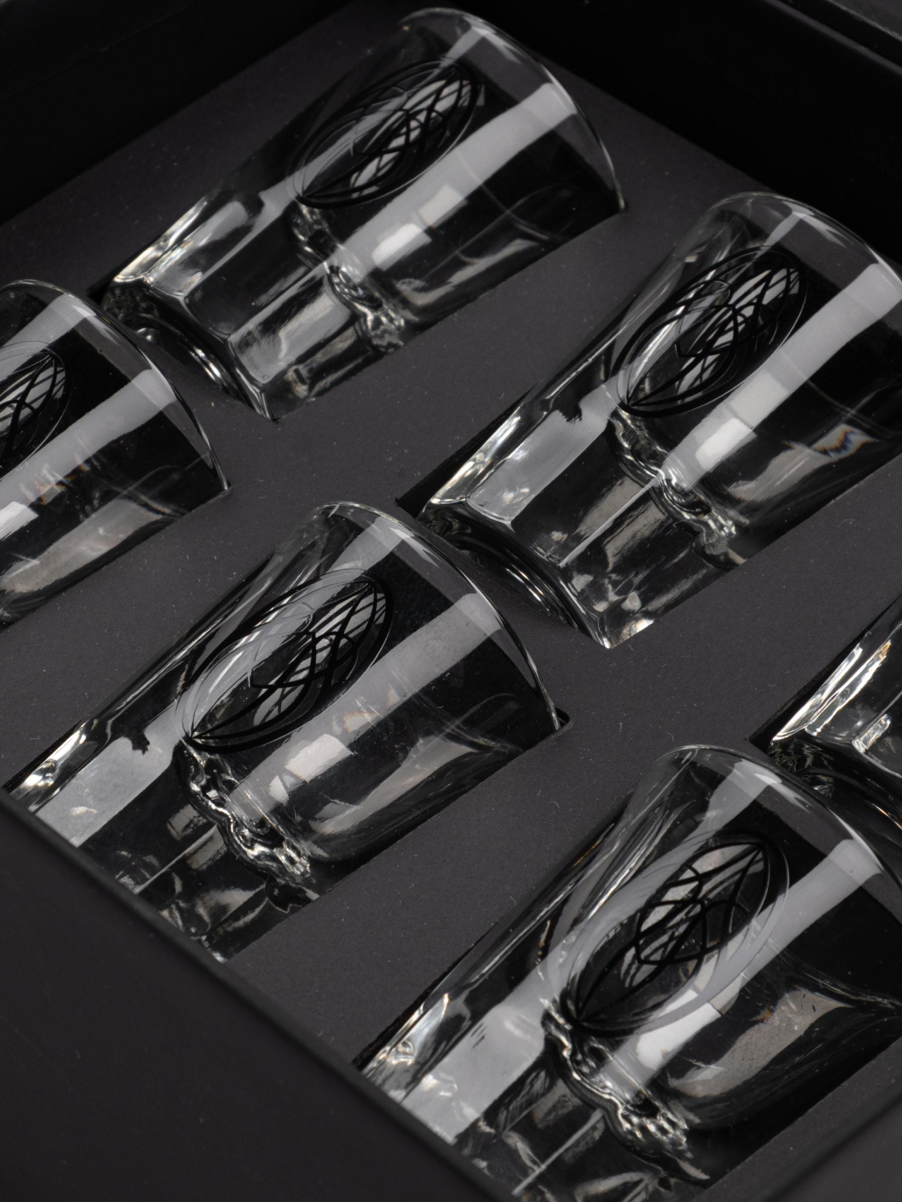 Roomers Box of 6 Shot Glasses Black