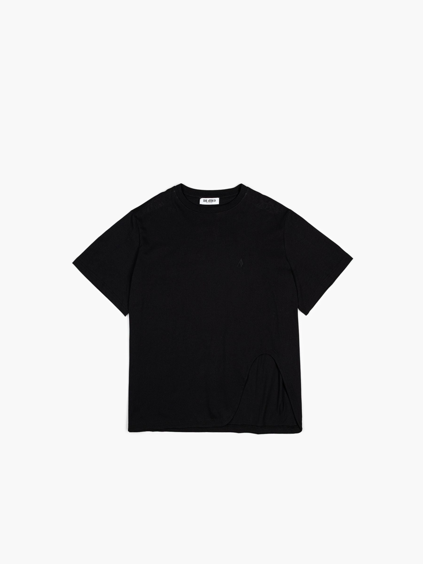 The Attico Light Jersey Tee Waved Hem Black