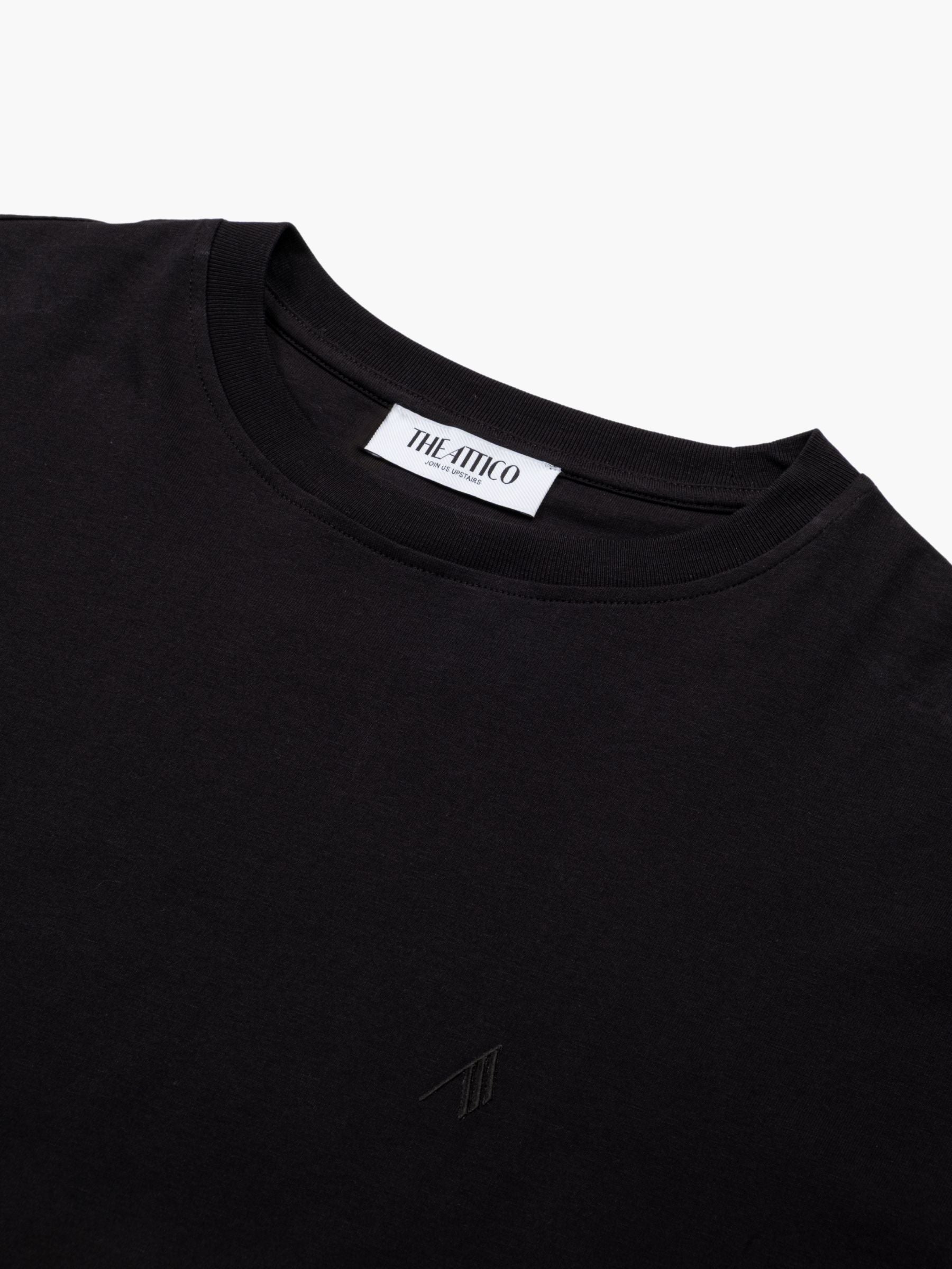 The Attico Light Jersey Tee Waved Hem Black