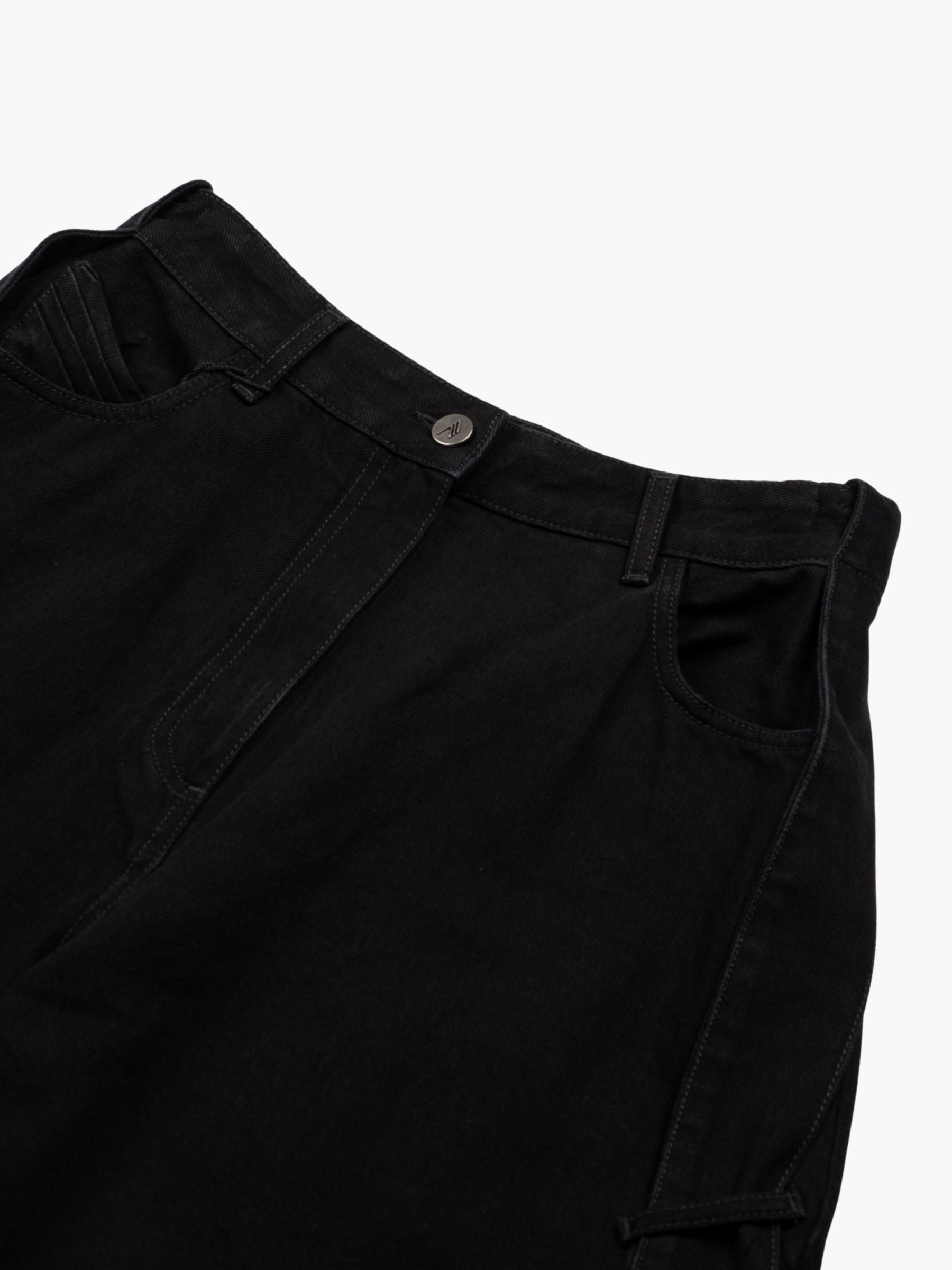 The Attico Strap Baggy Denim Pants Black