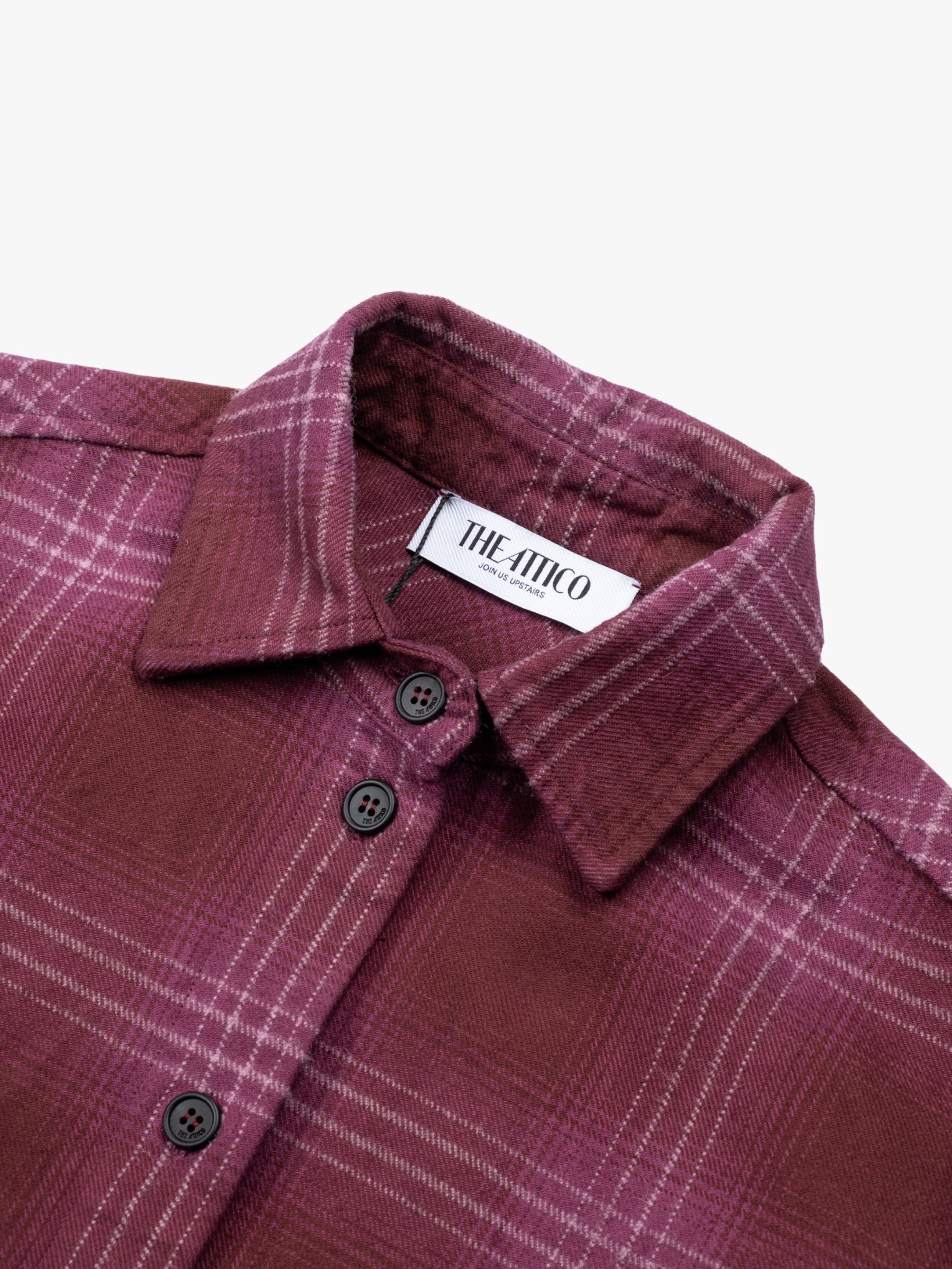 The Attico Wool Cotton Check Blouse Burgundy