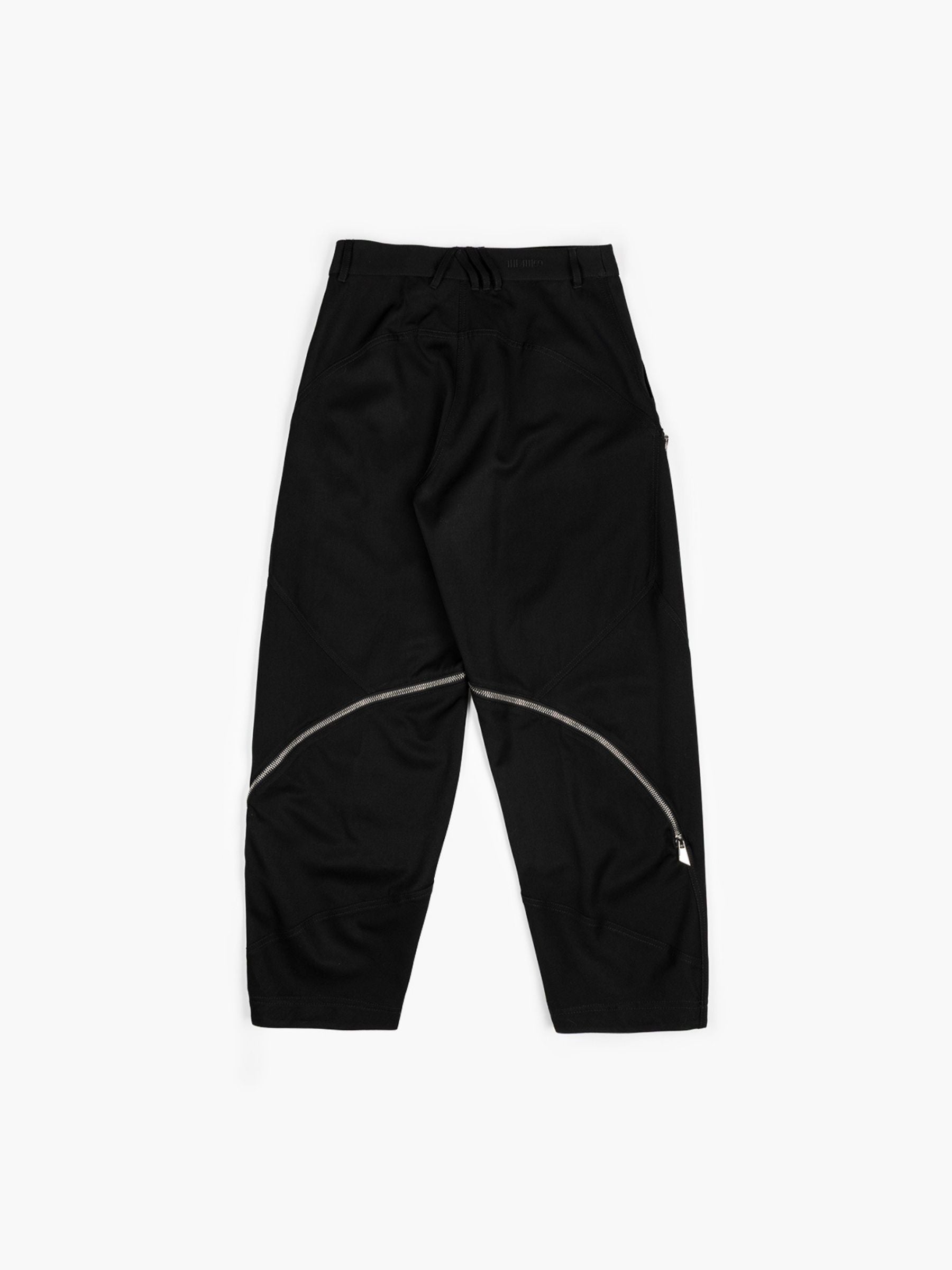 The Attico Wool Gabardine Zippered Pants Black