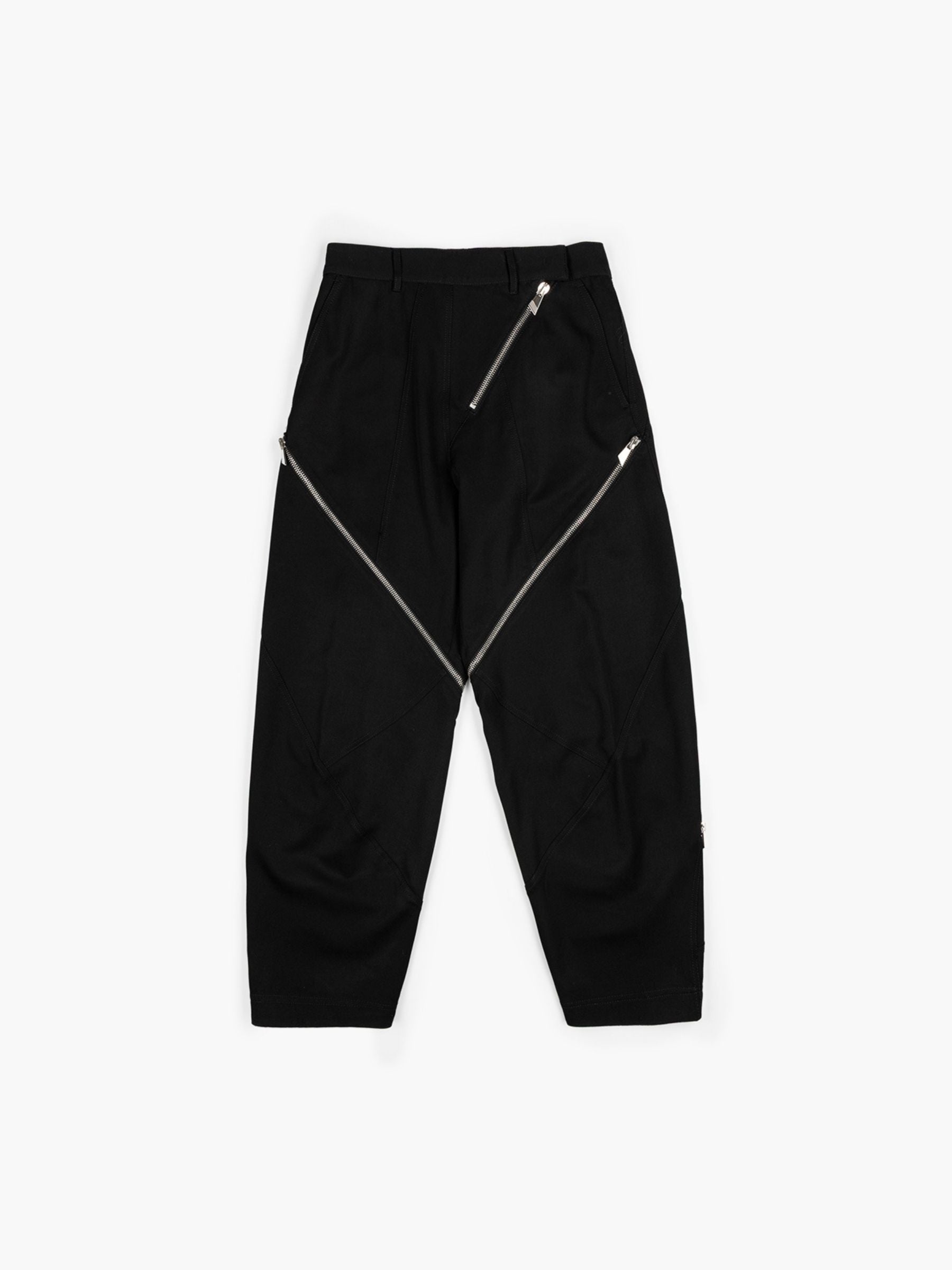 The Attico Wool Gabardine Zippered Pants Black