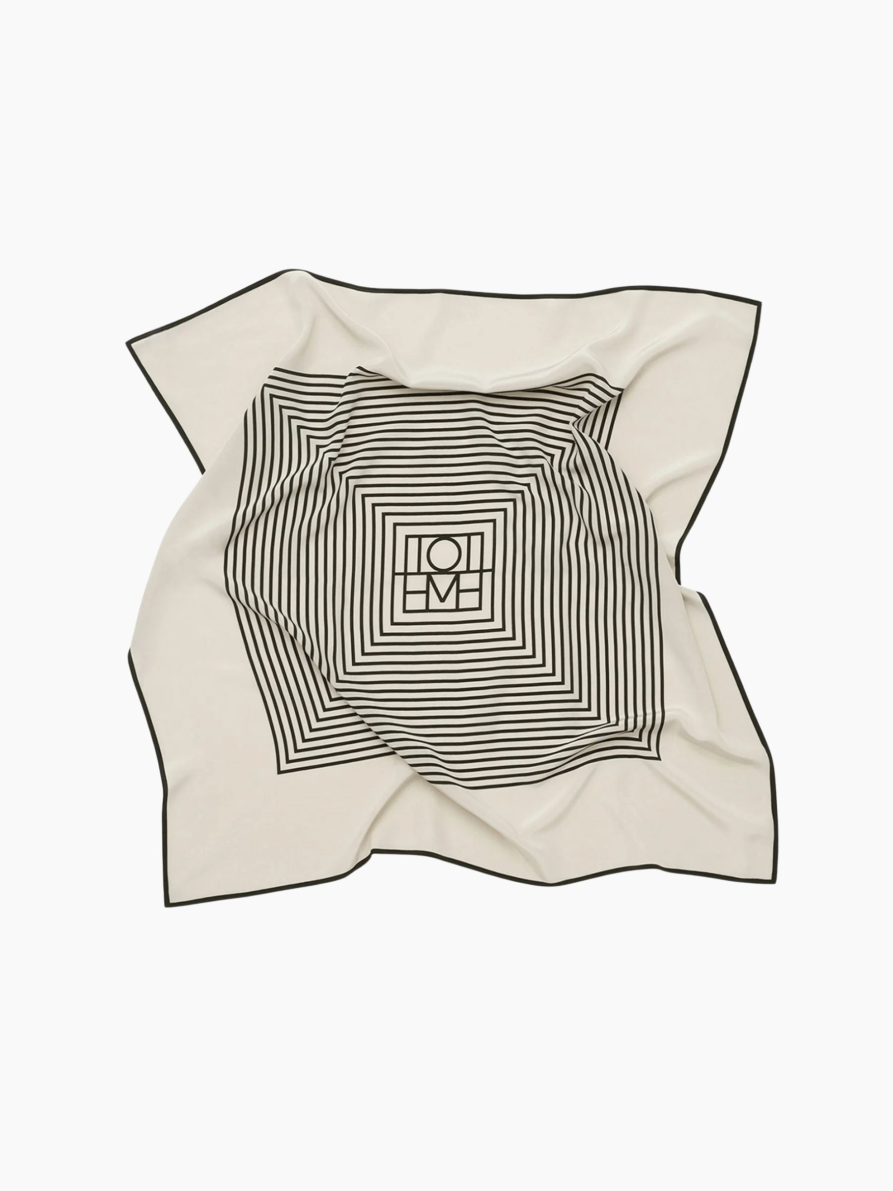 Toteme Centered Monogram Silk Scarf Cream