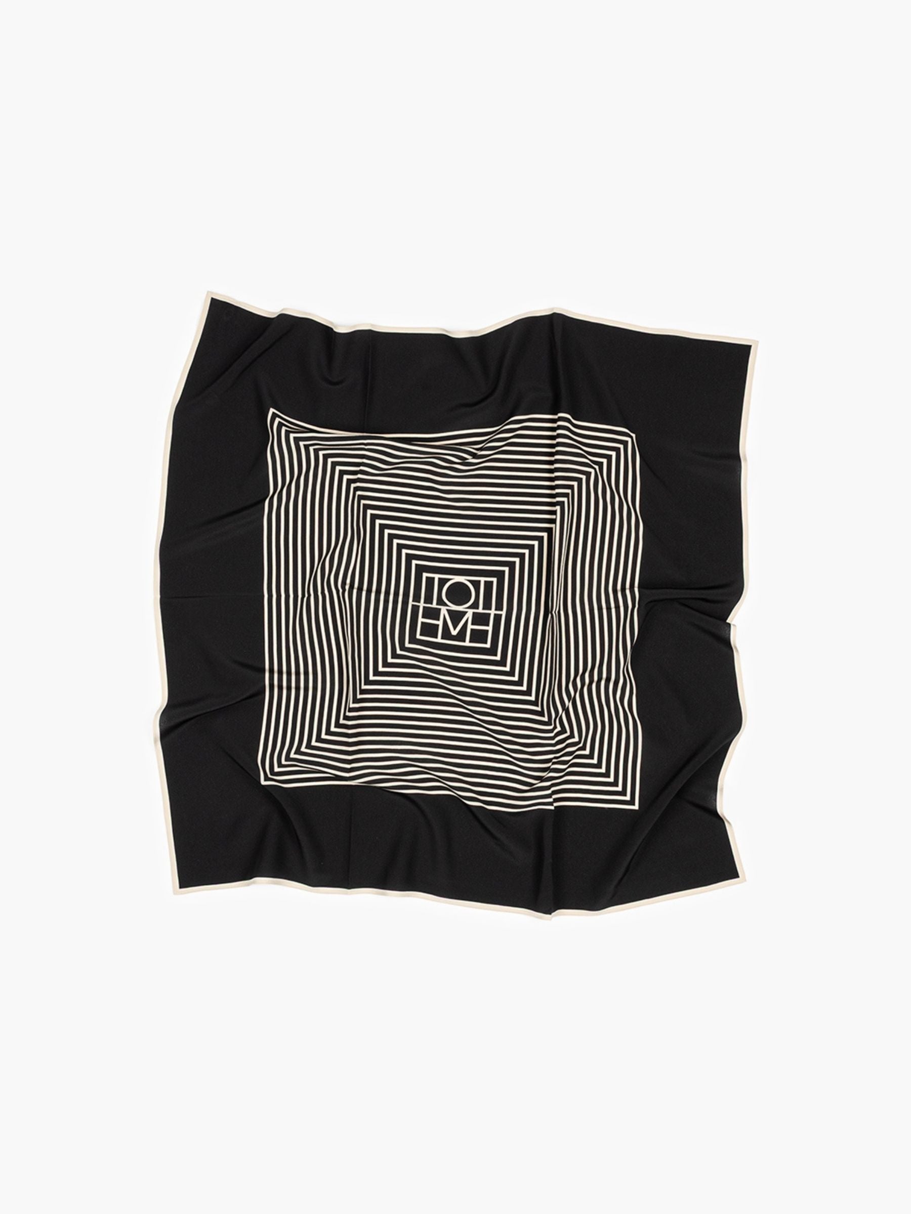 Toteme Centered Monogram Silk Scarf Black