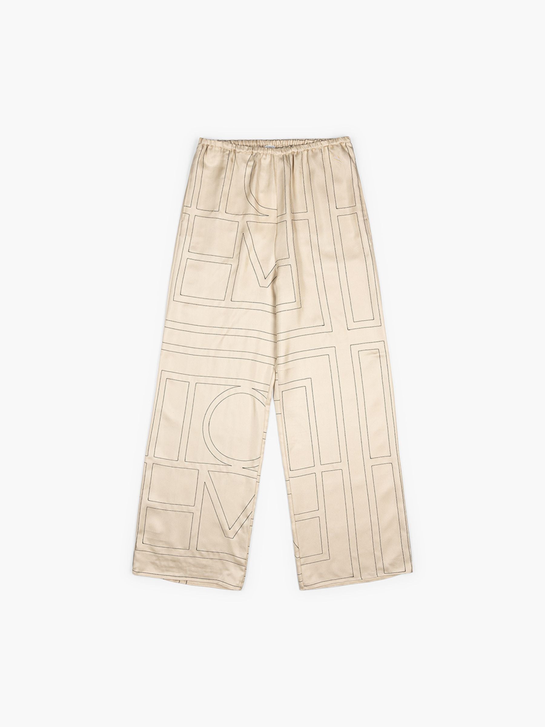 Toteme Monogram Silk Pj Pants Ivory