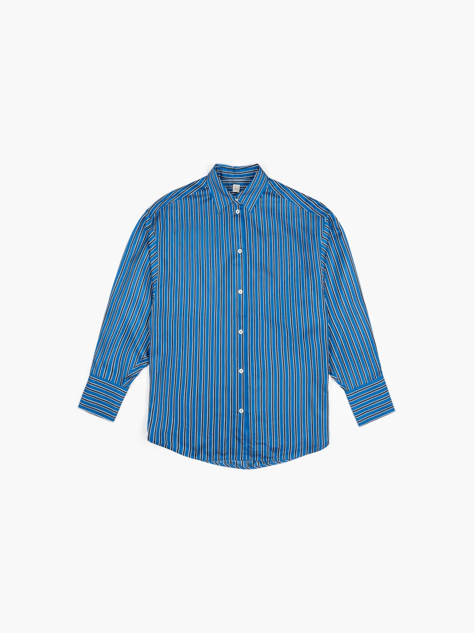 Toteme Oversized Striped Shirt Blue Navy