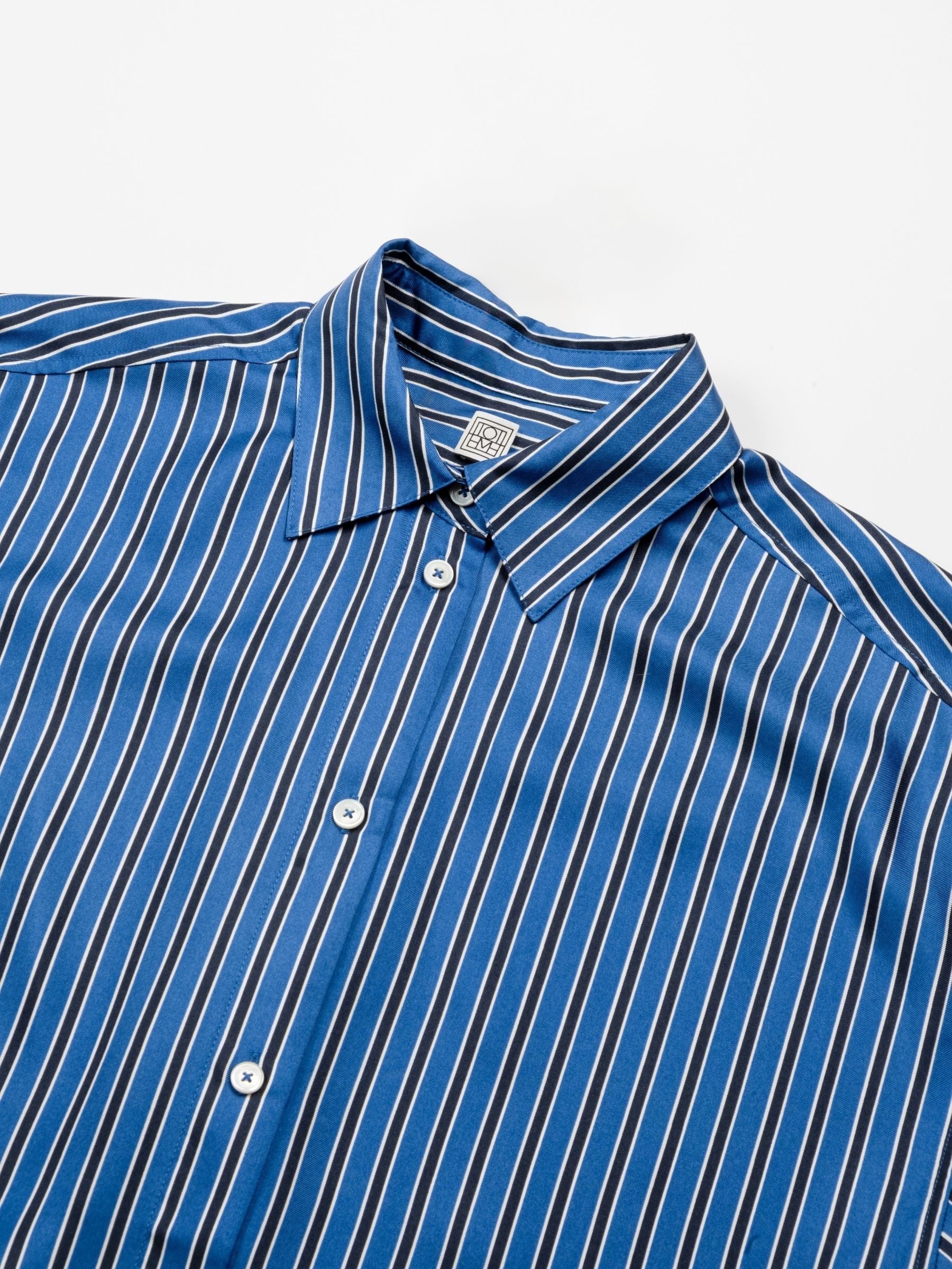 Toteme Oversized Striped Shirt Blue Navy