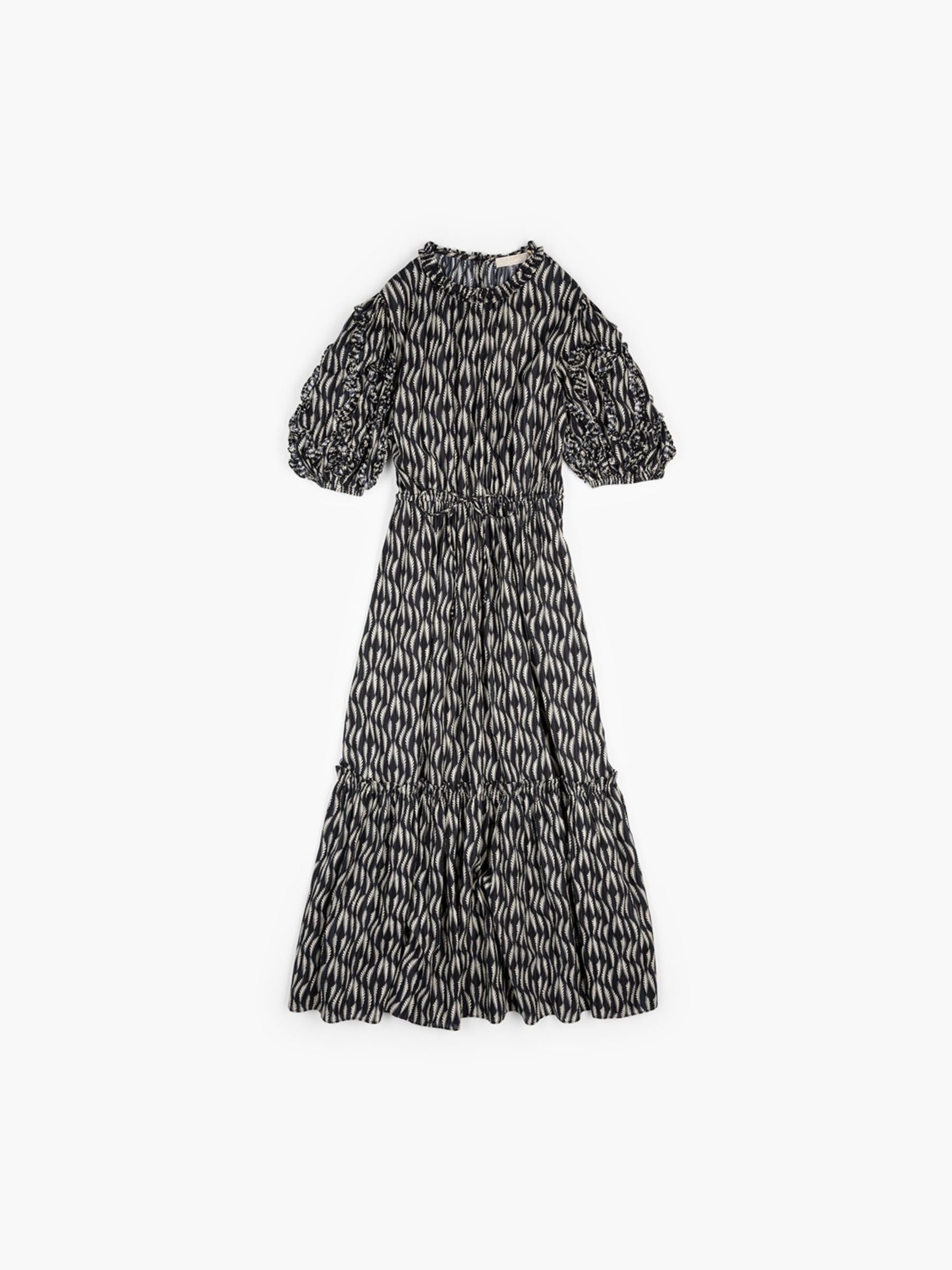 ulla johnson black and white dress Structured Satin Cape Dress With Contrast Scarf Black – Julia Allert main image 0