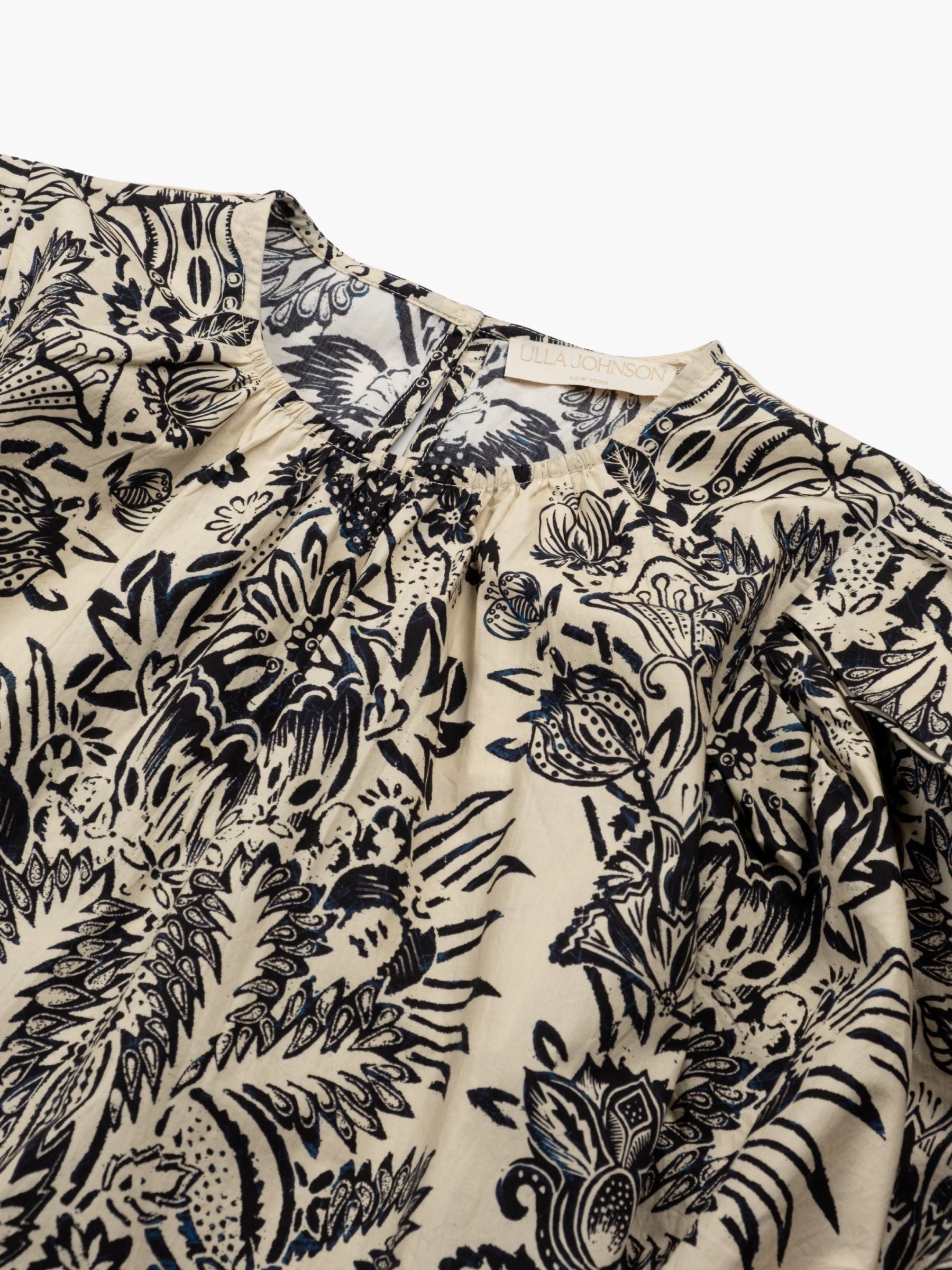 Ulla Johnson Frantiska Puff Sleeve Top Ivory Flora