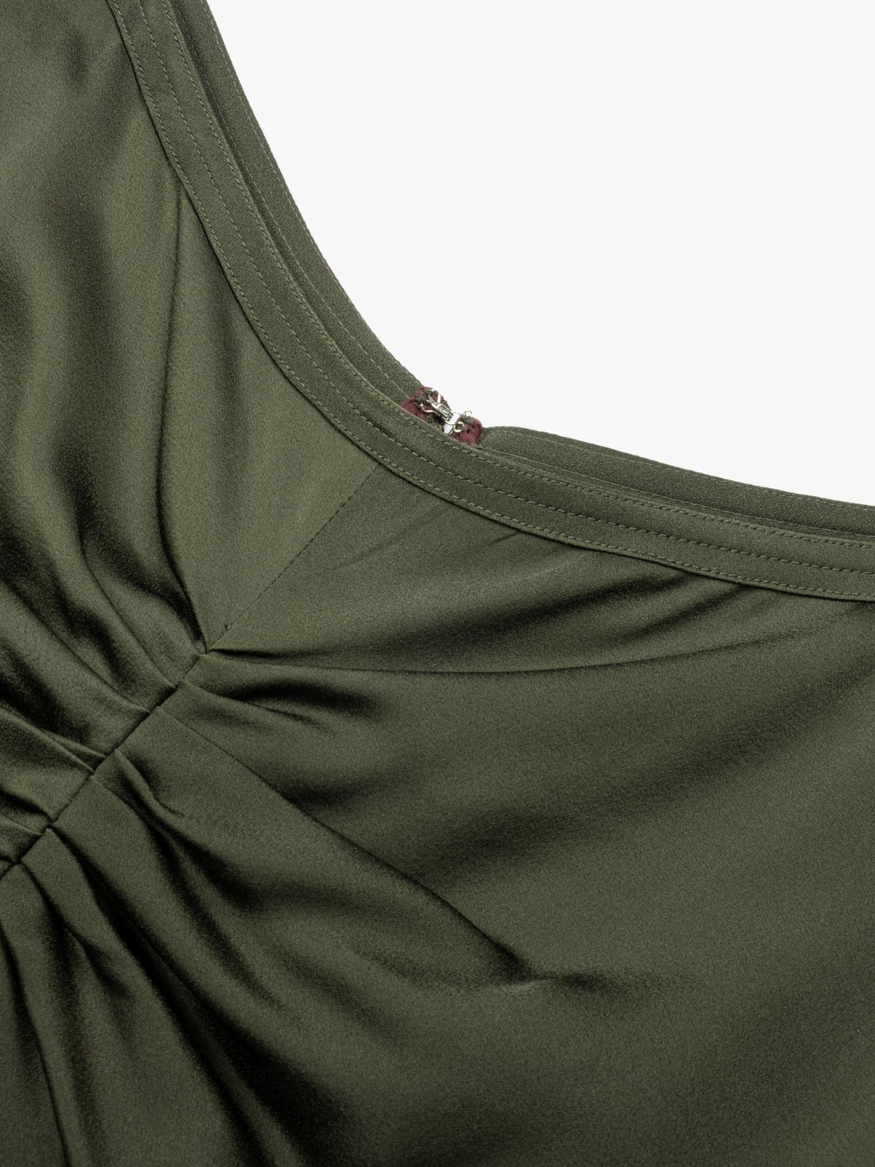 Victoria Beckham Gathered Waist Midi Skirt Dark Olive