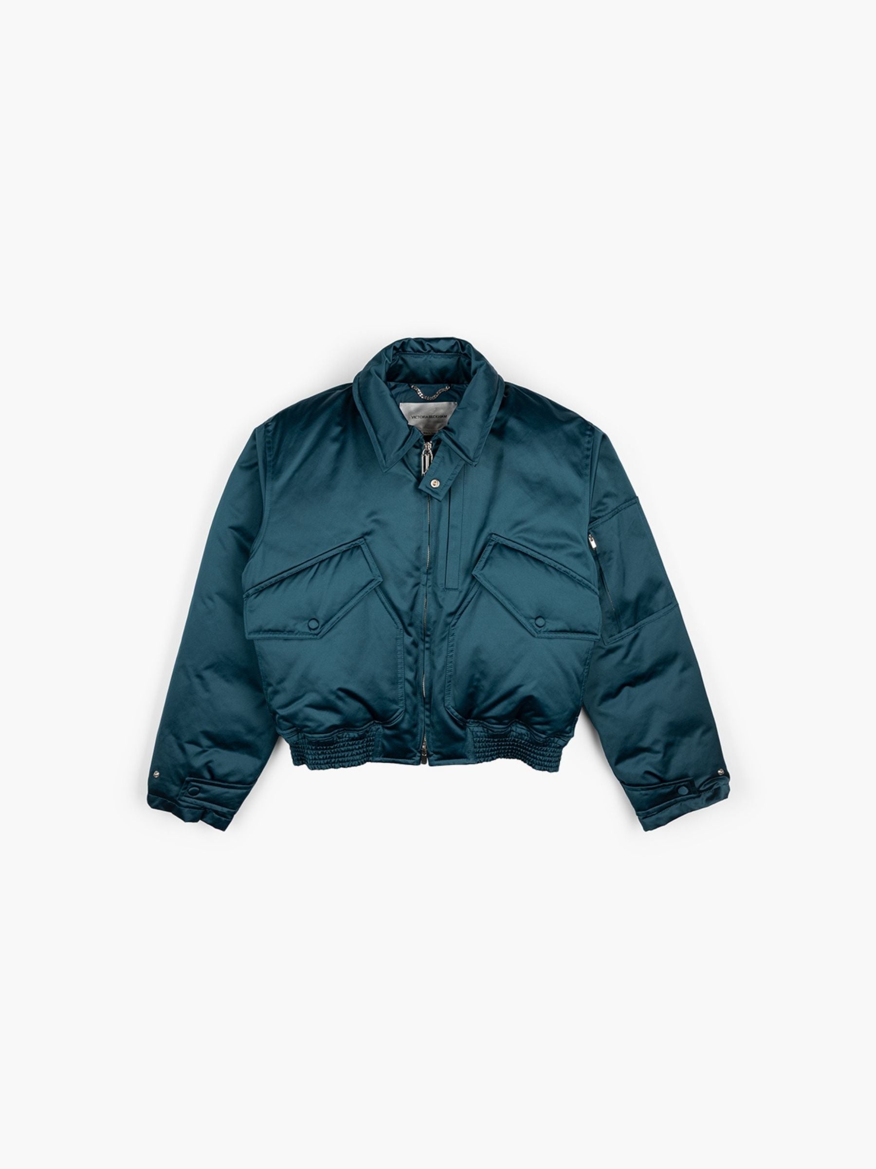 Victoria Beckham Padded Bomber Jacket Dark Teal