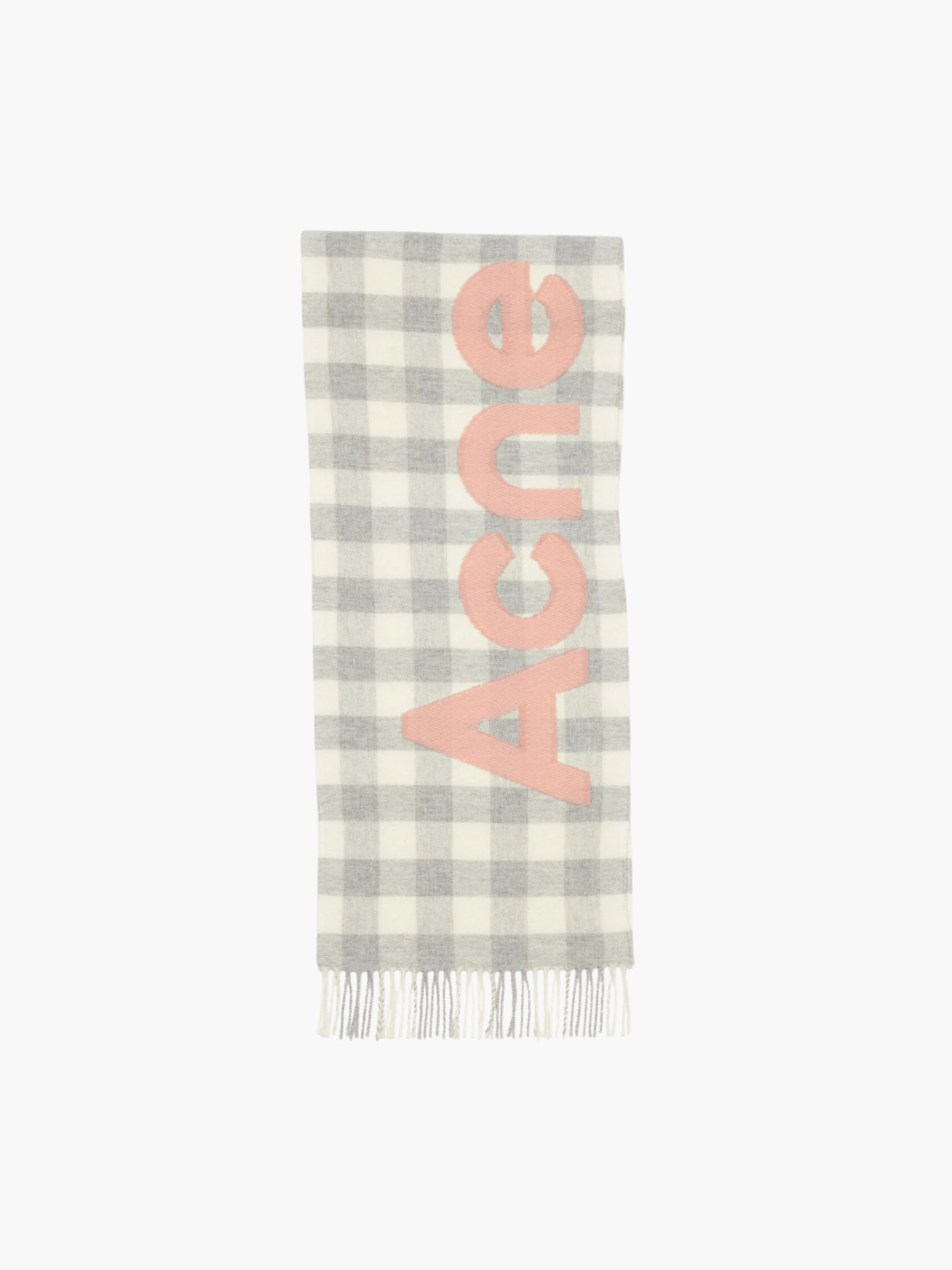 Acne Studios Scarf Check Logo Grey/Pink