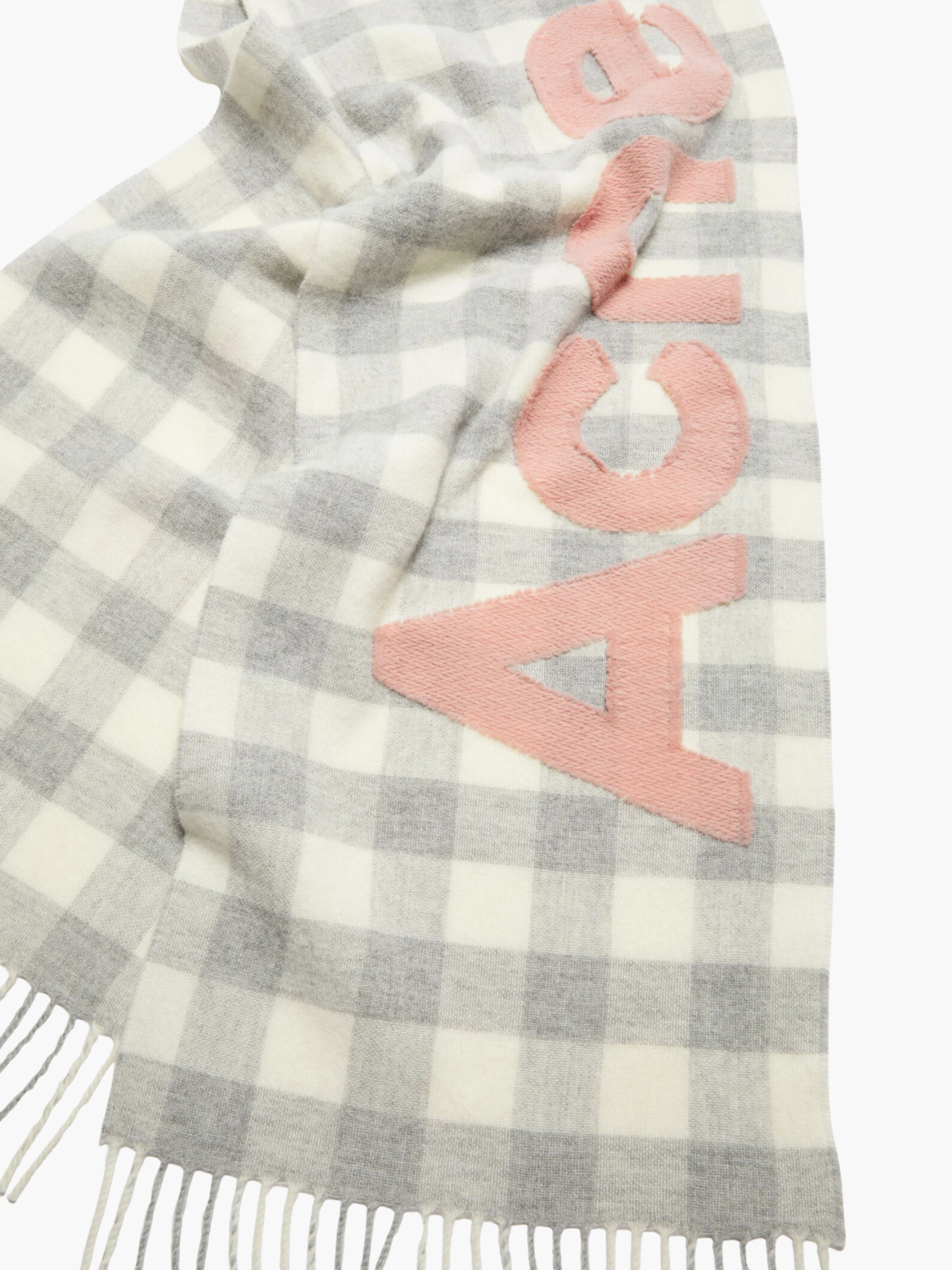 Acne Studios Scarf Check Logo Grey/Pink