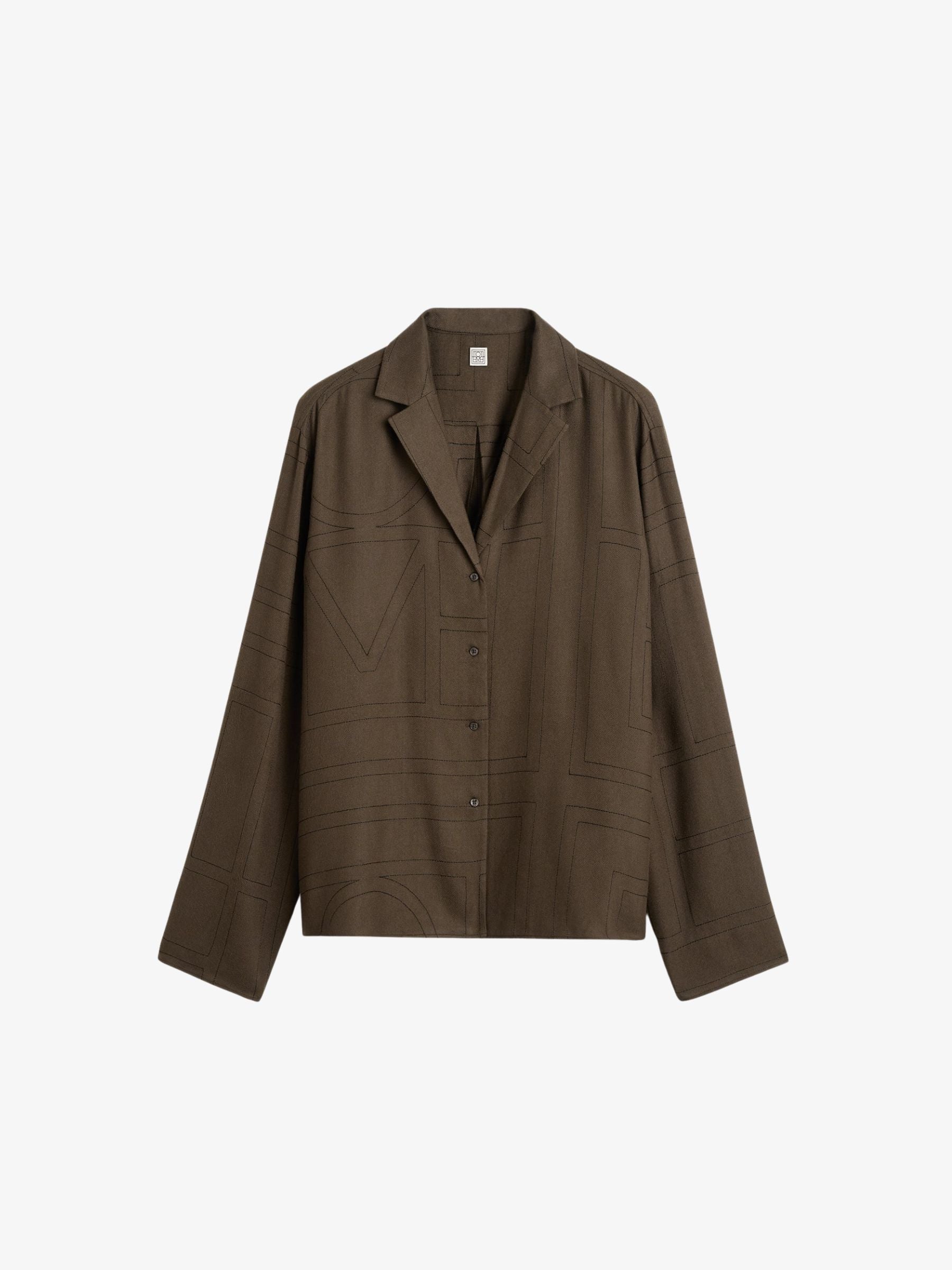 Toteme Monogram Flannel Pj Blouse Dark Brown