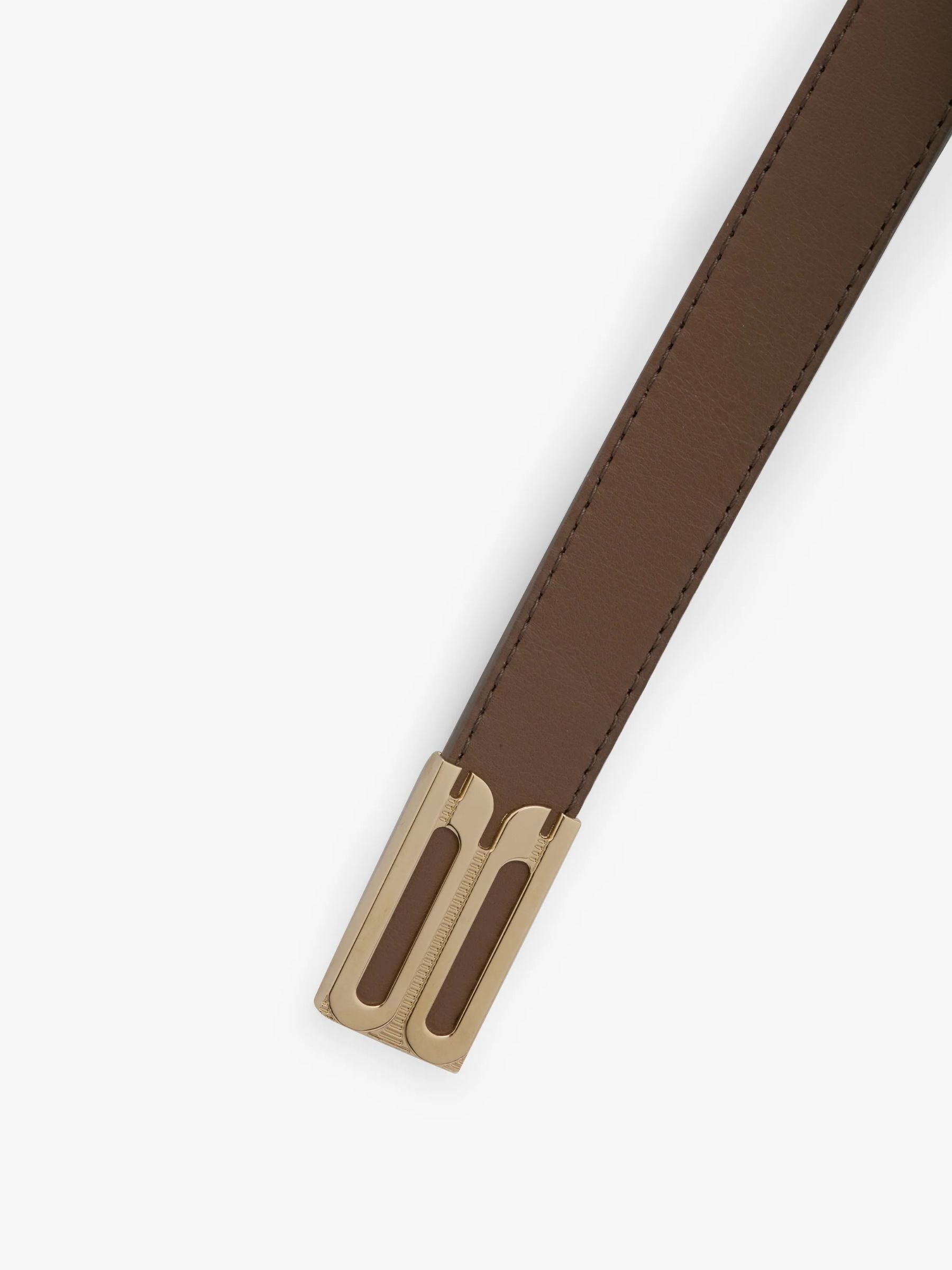 Victoria Beckham Earring Buckle Belt Gold Dove Grey