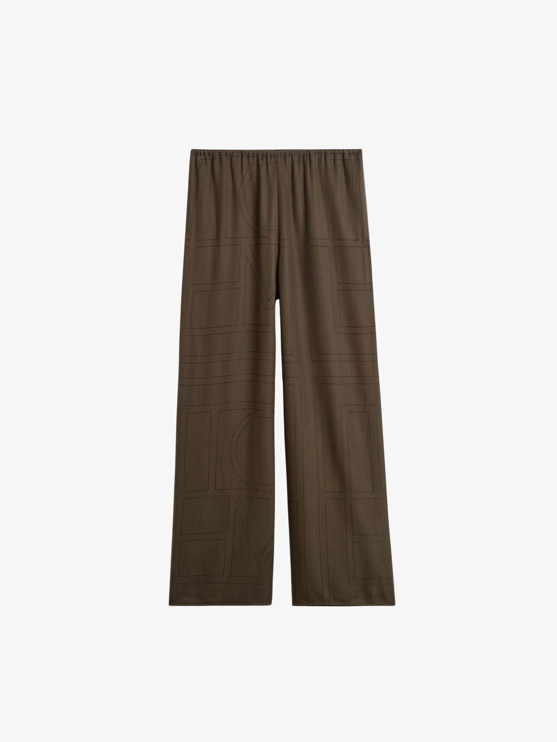 Toteme Monogram Flannel Pj Pants Dark Brown