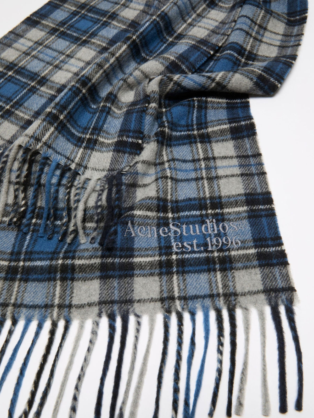 Acne Studios UX-SCAR000013 Tartan Scarf Blue Grey