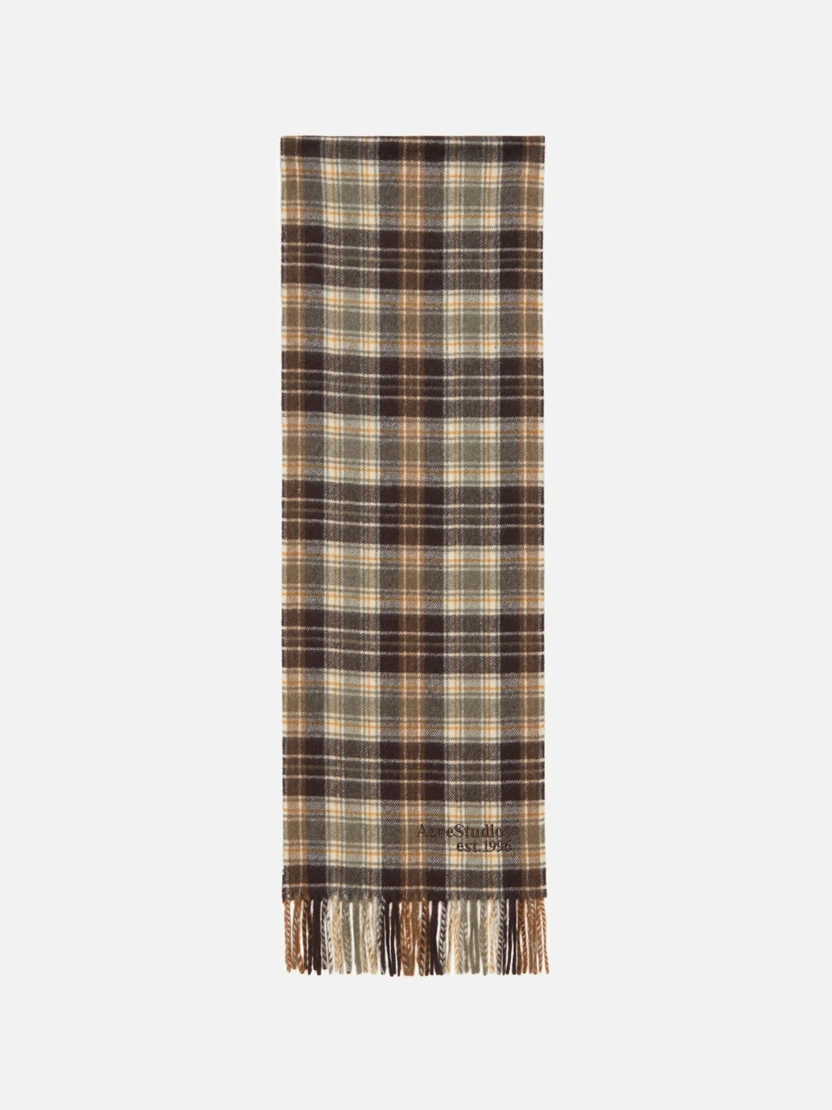 Acne Studios UX-SCAR000013 Tartan Scarf Dark Brown Khaki Green