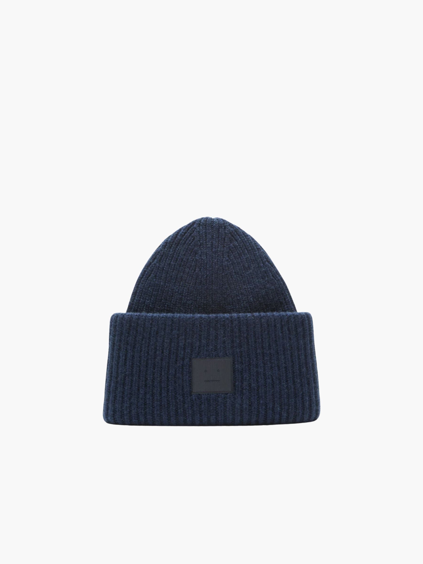 Acne Studios Face Logo Big Beanie Navy