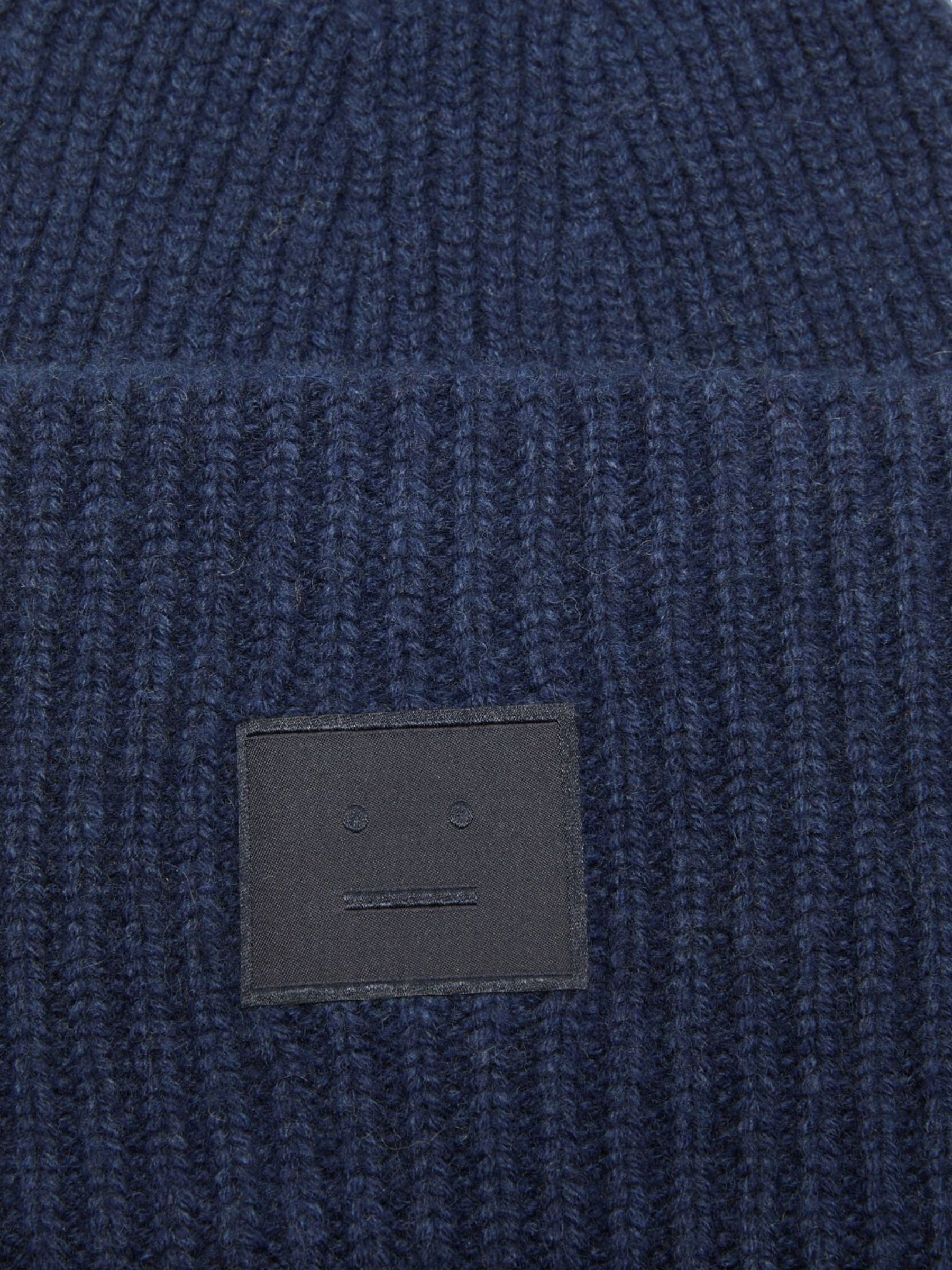 Acne Studios Face Logo Big Beanie Navy
