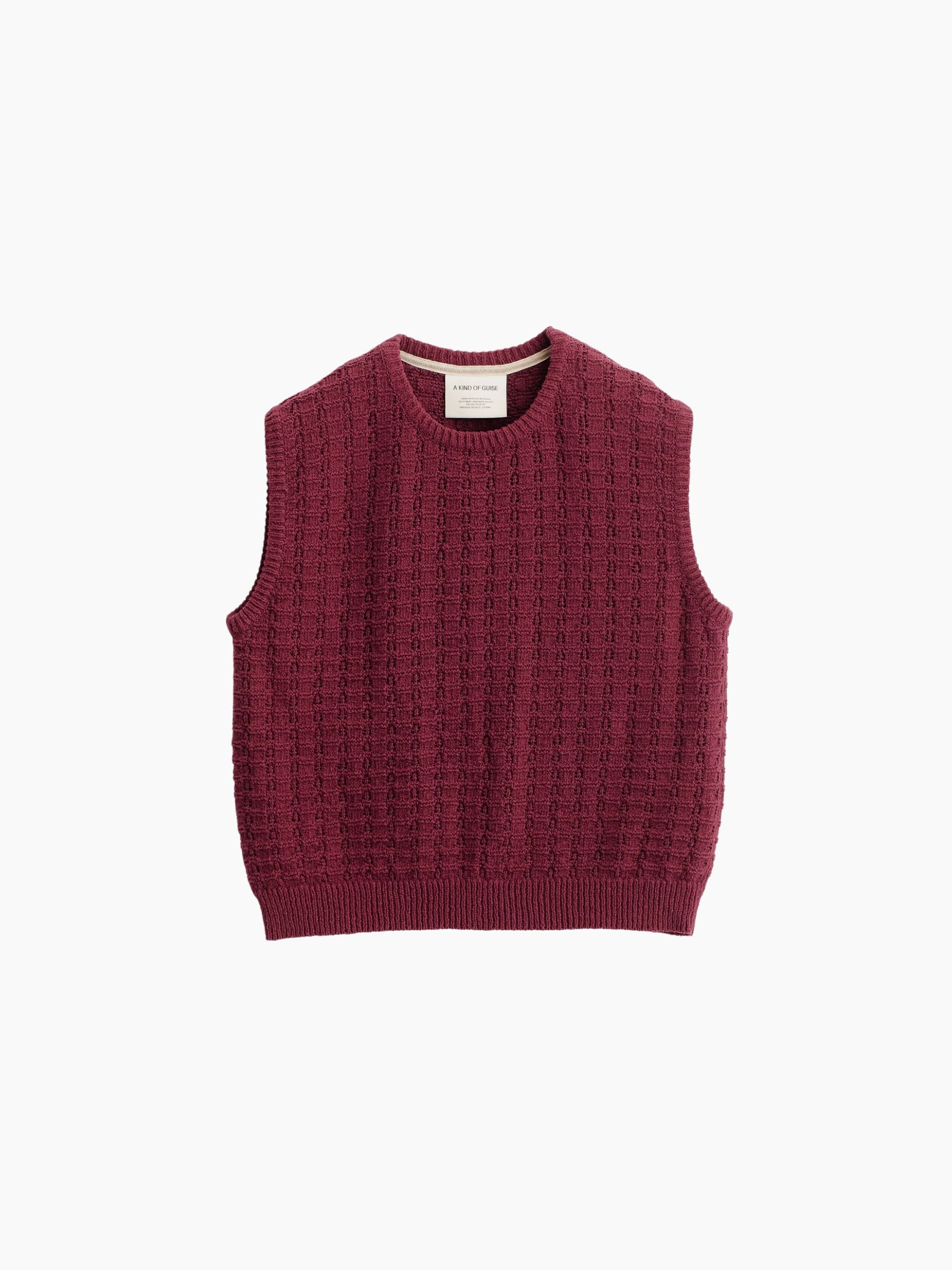 A Kind Of Guise Tembe Knit Vest Aubergine Cotton Boucle
