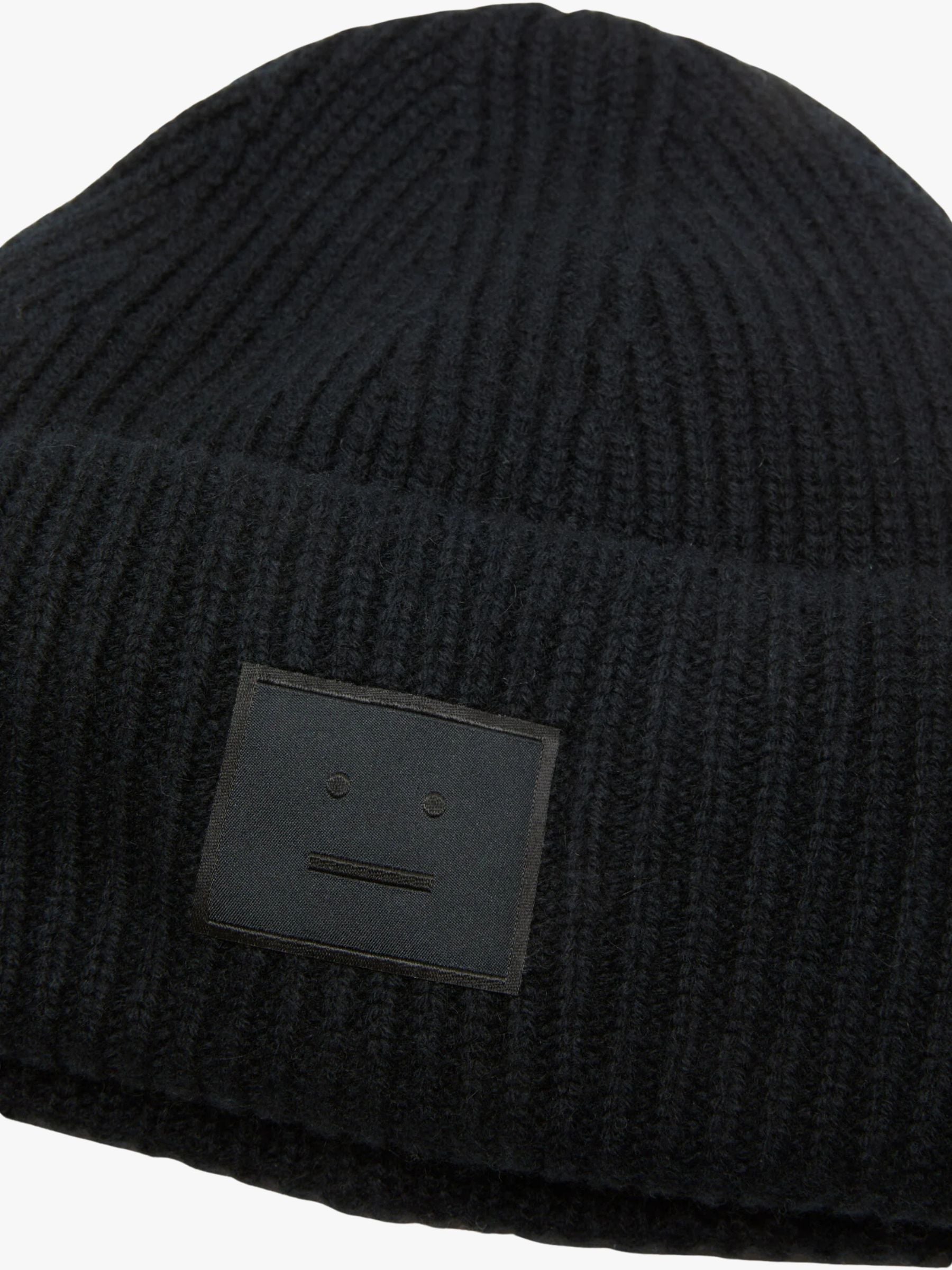 Acne Studios Face Logo Small Beanie Black