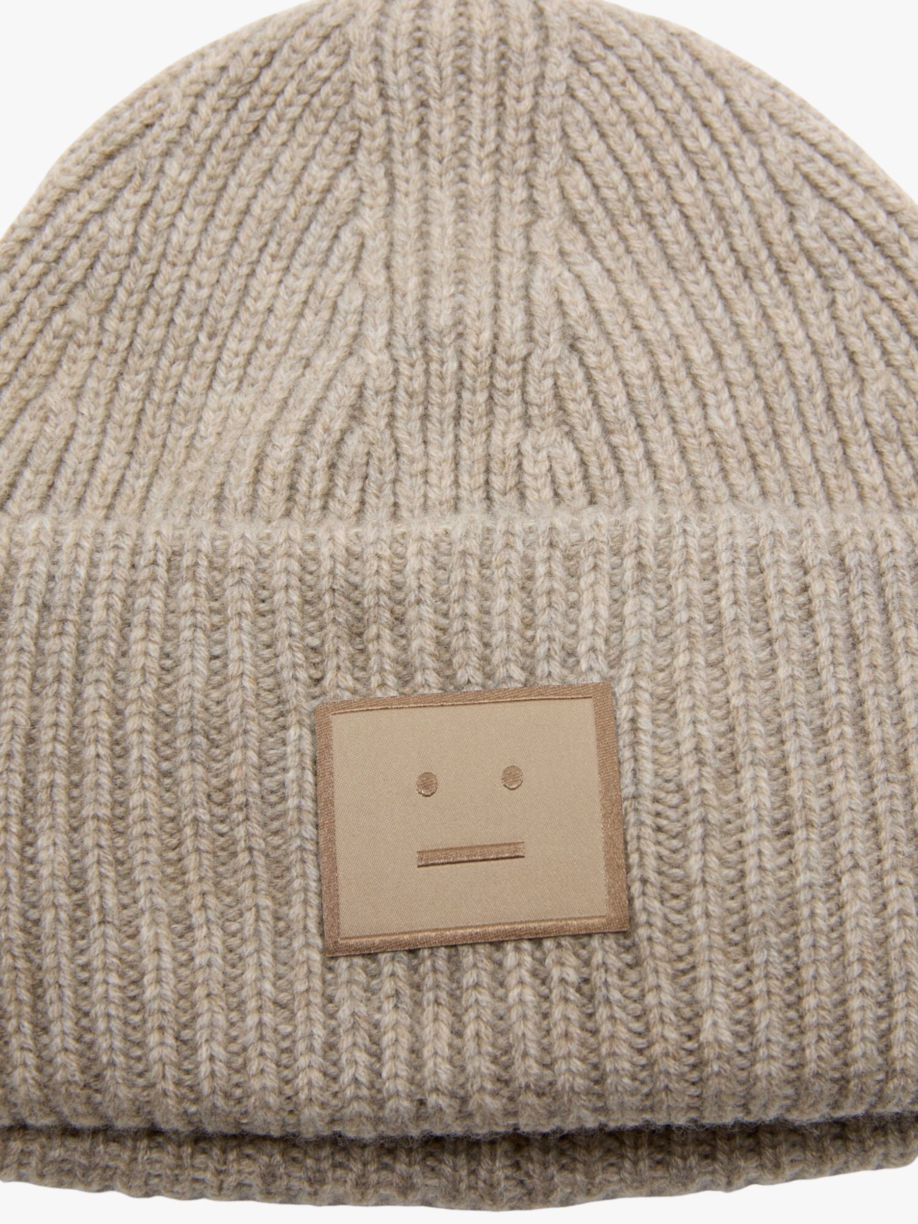 Acne Studios Face Logo Small Beanie Greige Melange