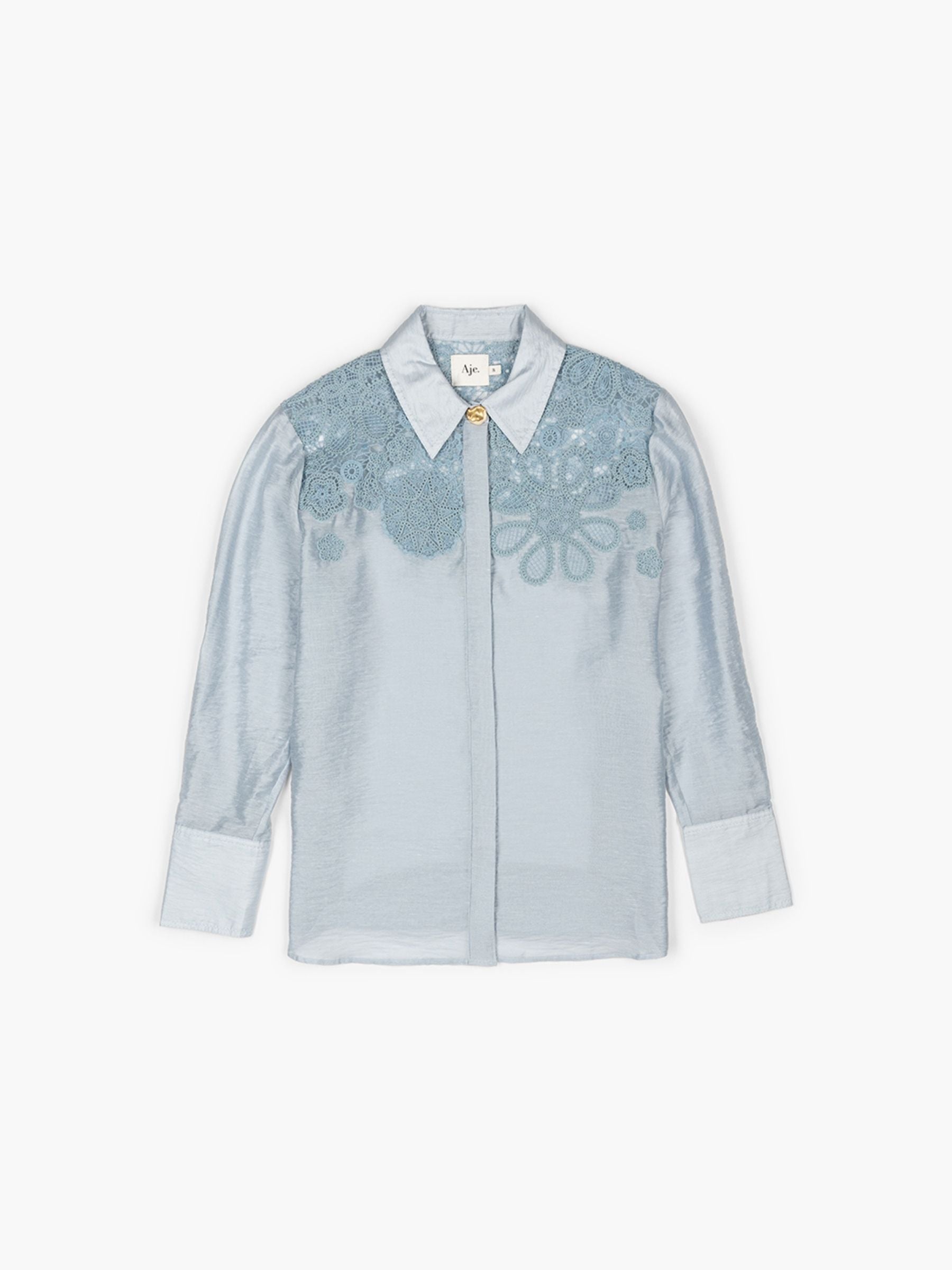 Aje Gia Embroidered Shirt Duck Egg