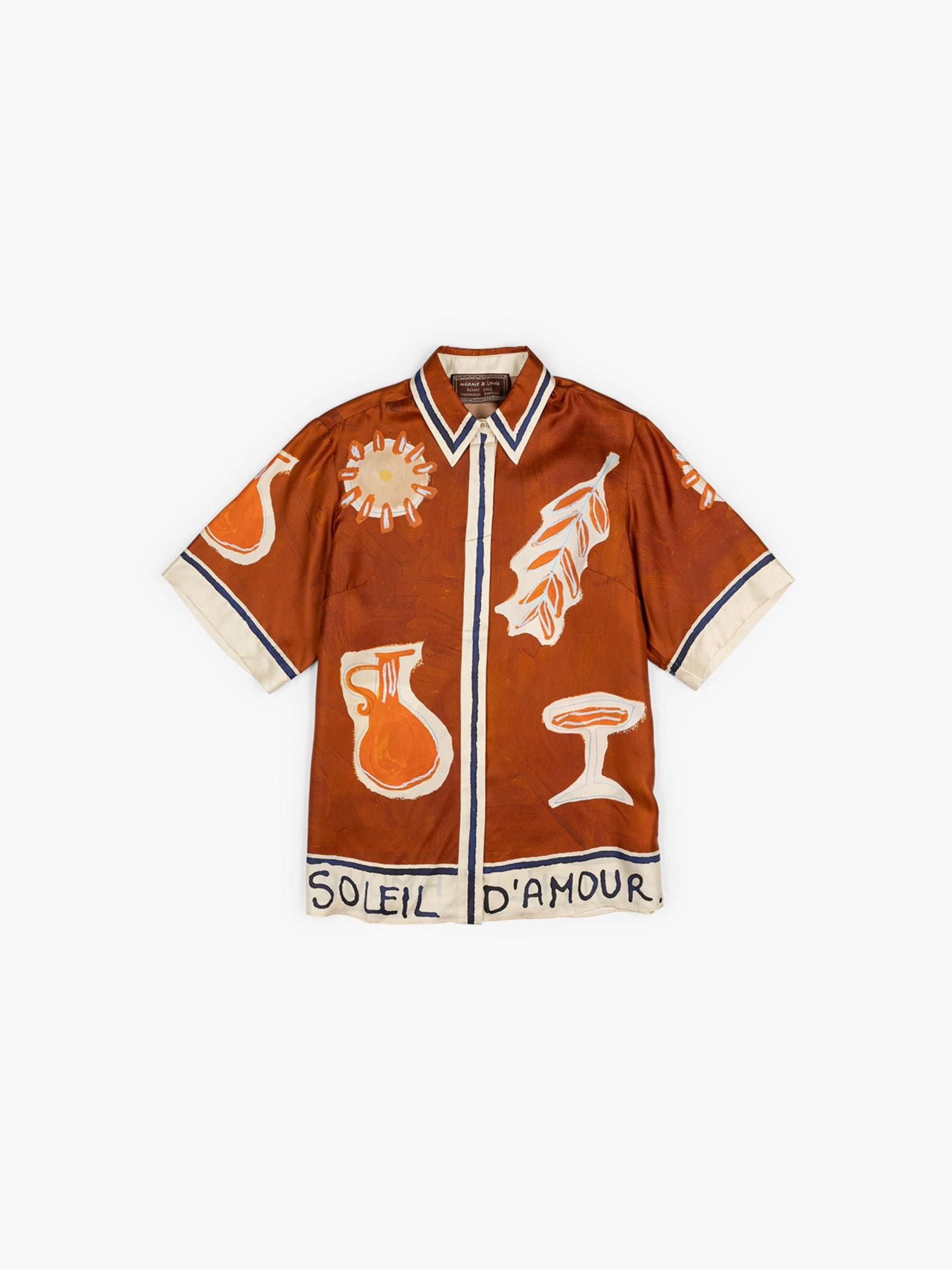 Alemais x LRNCE Soleil D'Amour Silk Blouse Rust